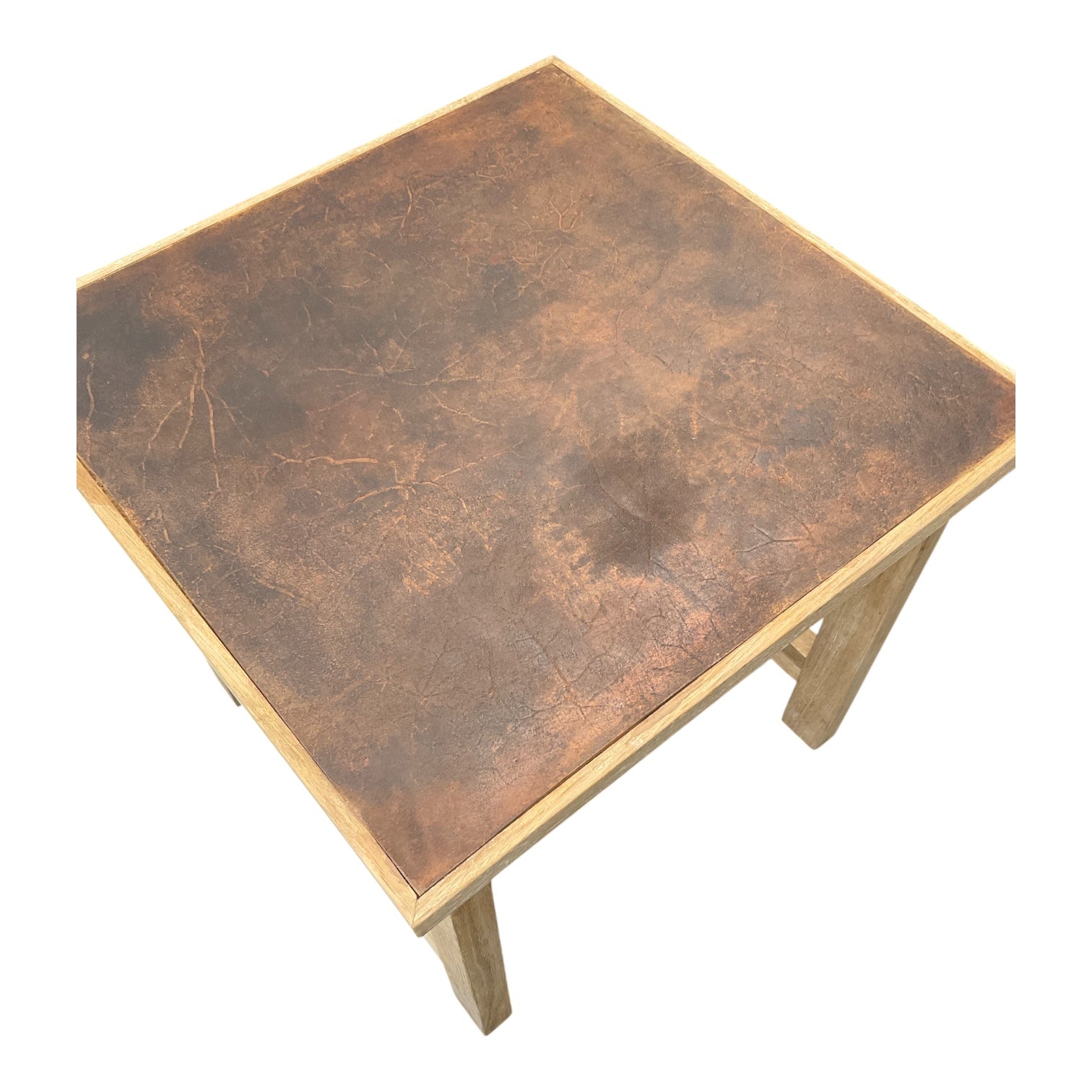 Limited Edition, oak and vintage leather top Side table