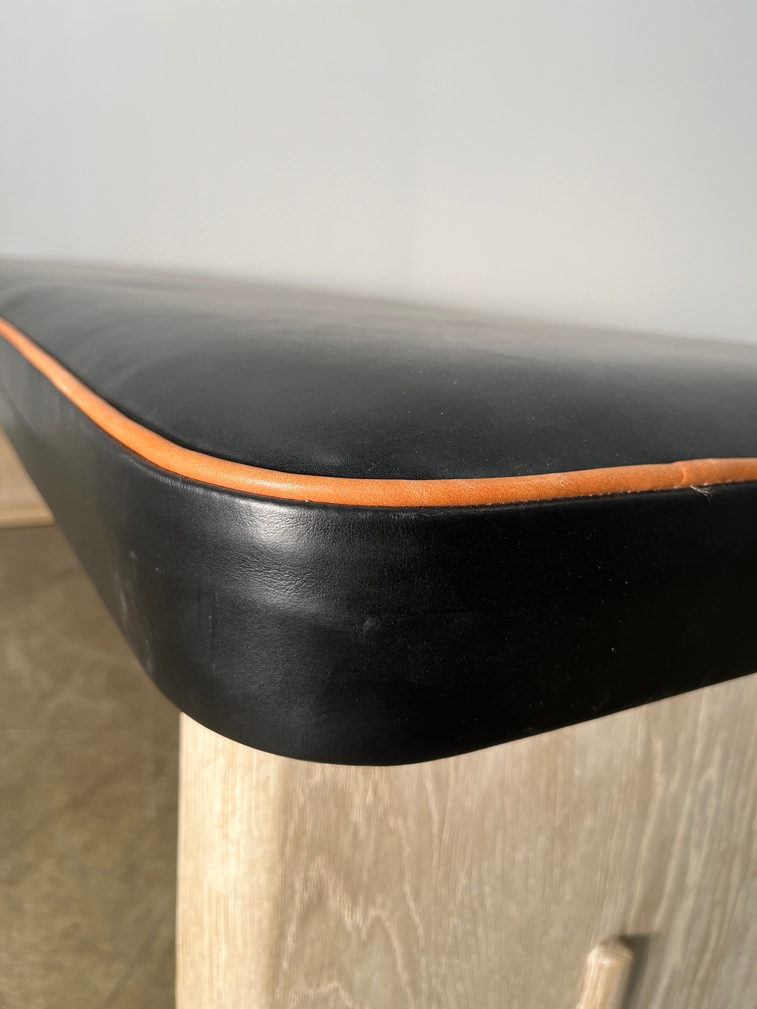 Limited Edition Vintage Black Leather Bench