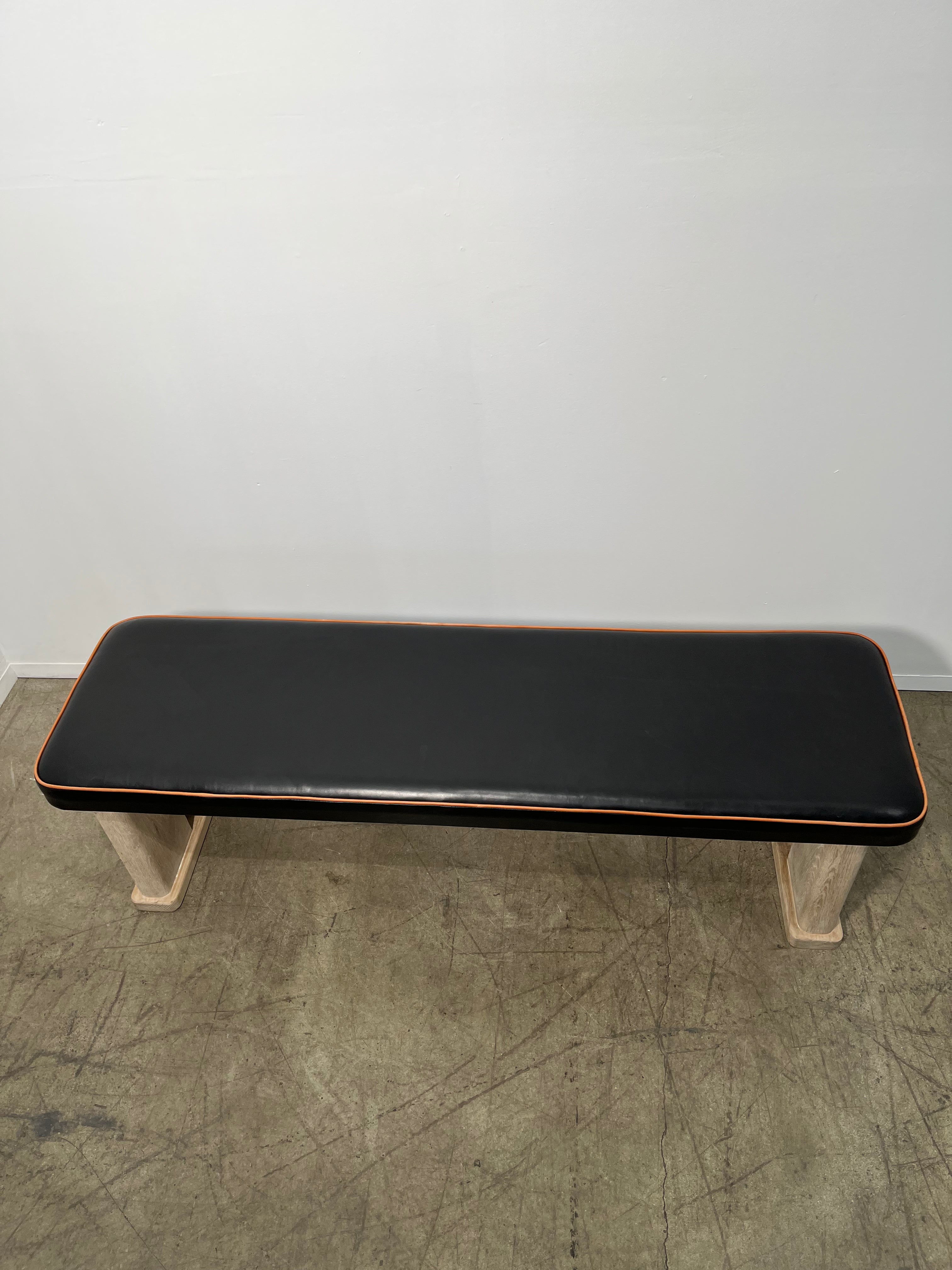 Limited Edition Vintage Black Leather Bench