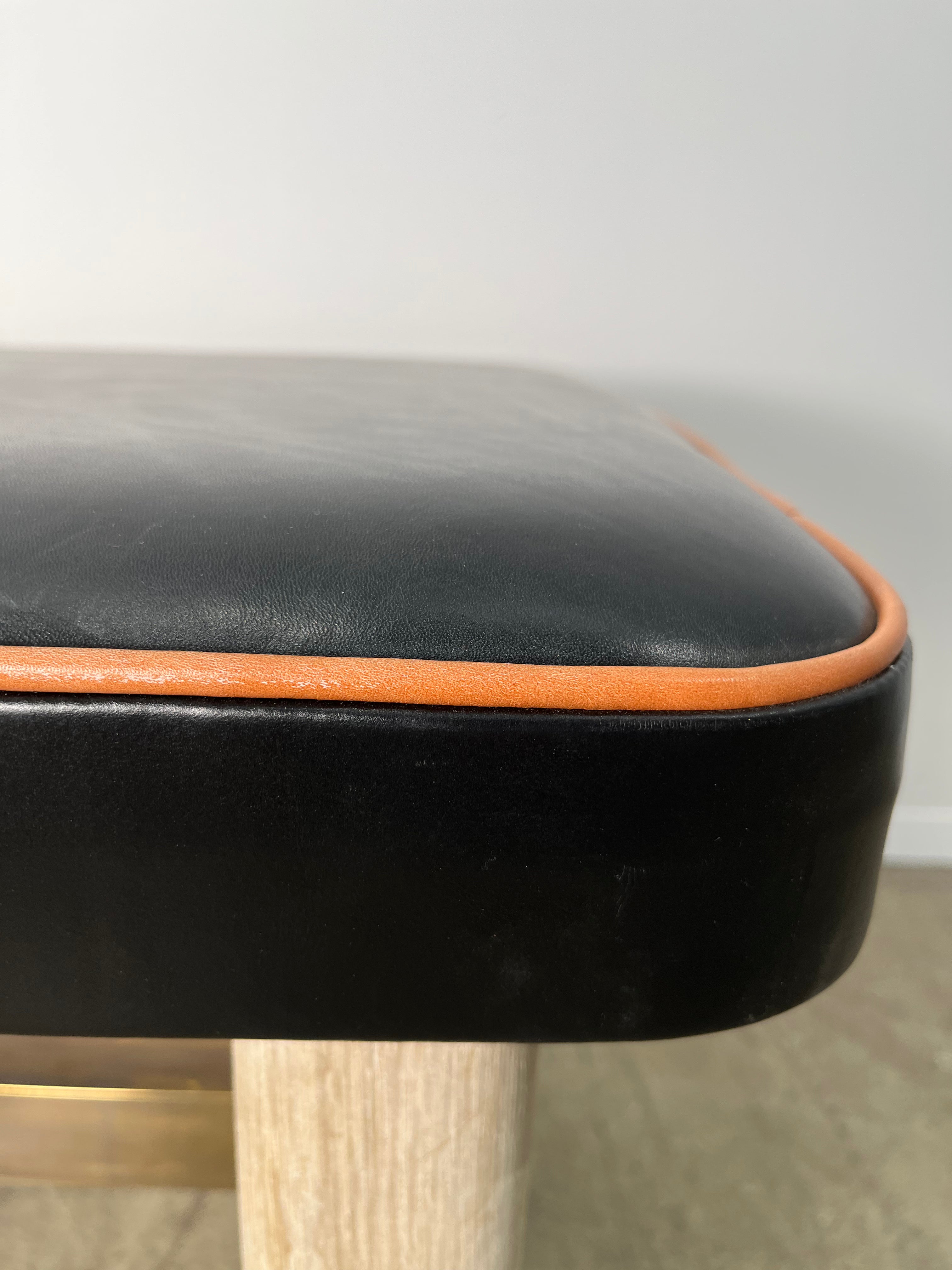 Limited Edition Vintage Black Leather Bench
