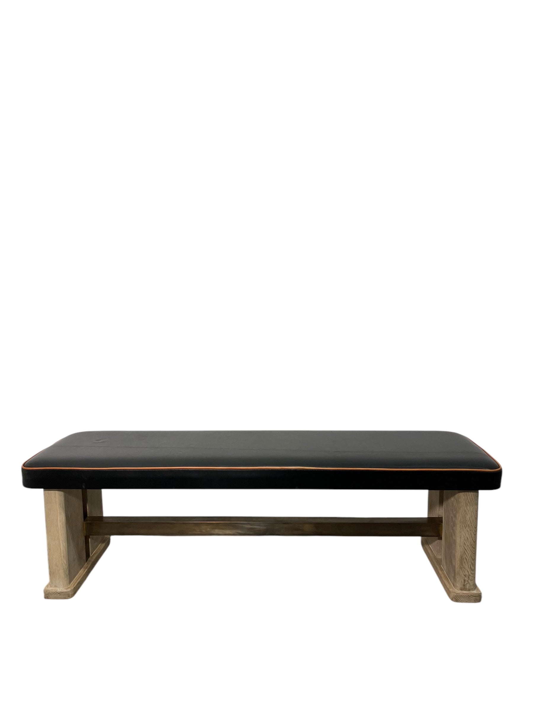 Limited Edition Vintage Black Leather Bench