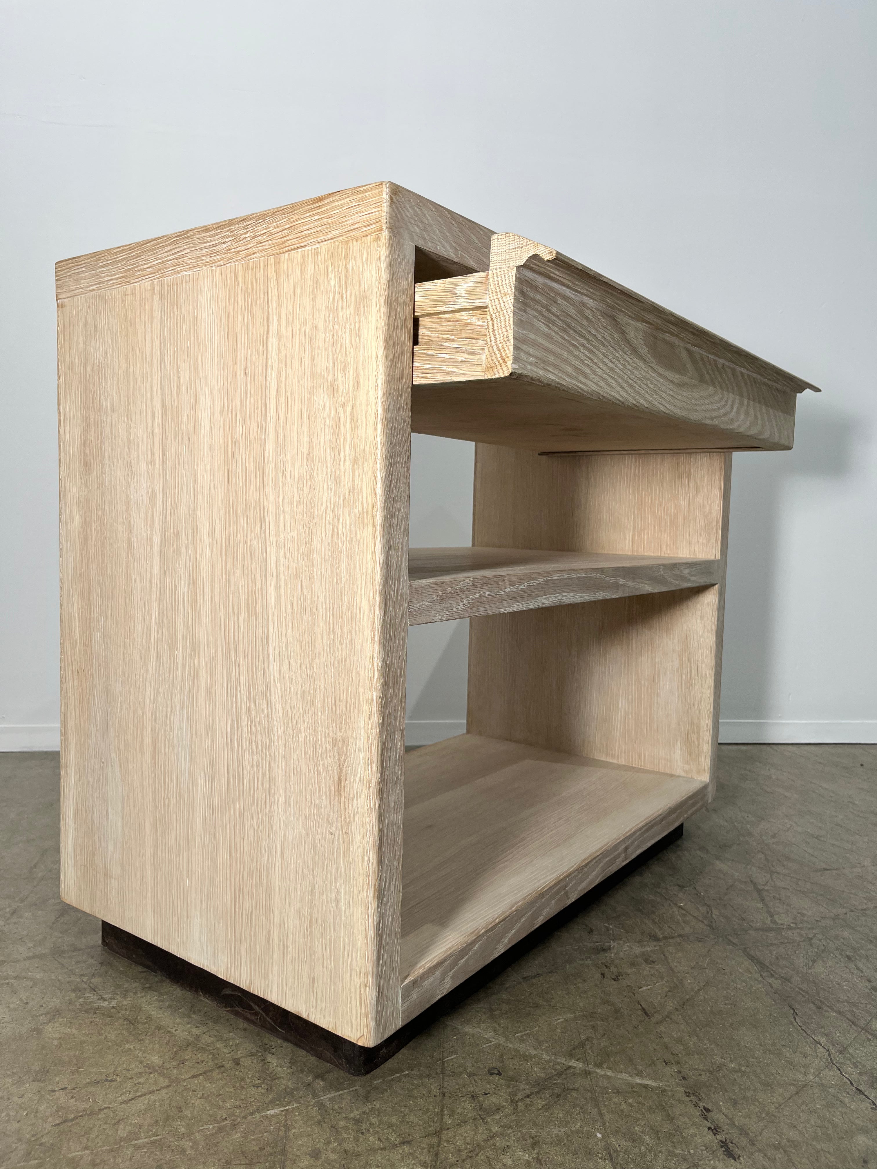 Lucca Studio Paola Night Stand of Oak with Vintage Leather Top
