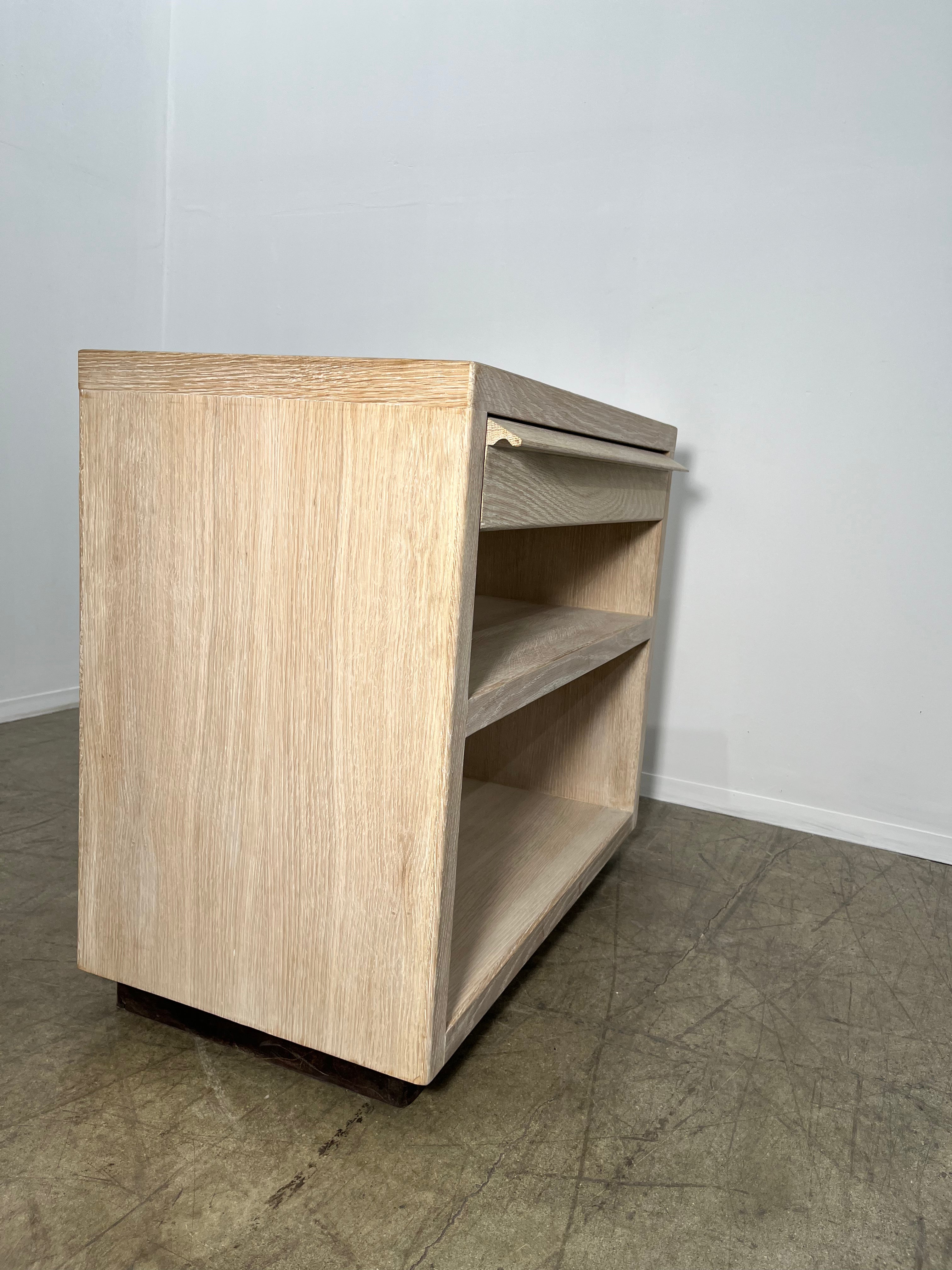 Lucca Studio Paola Night Stand of Oak with Vintage Leather Top