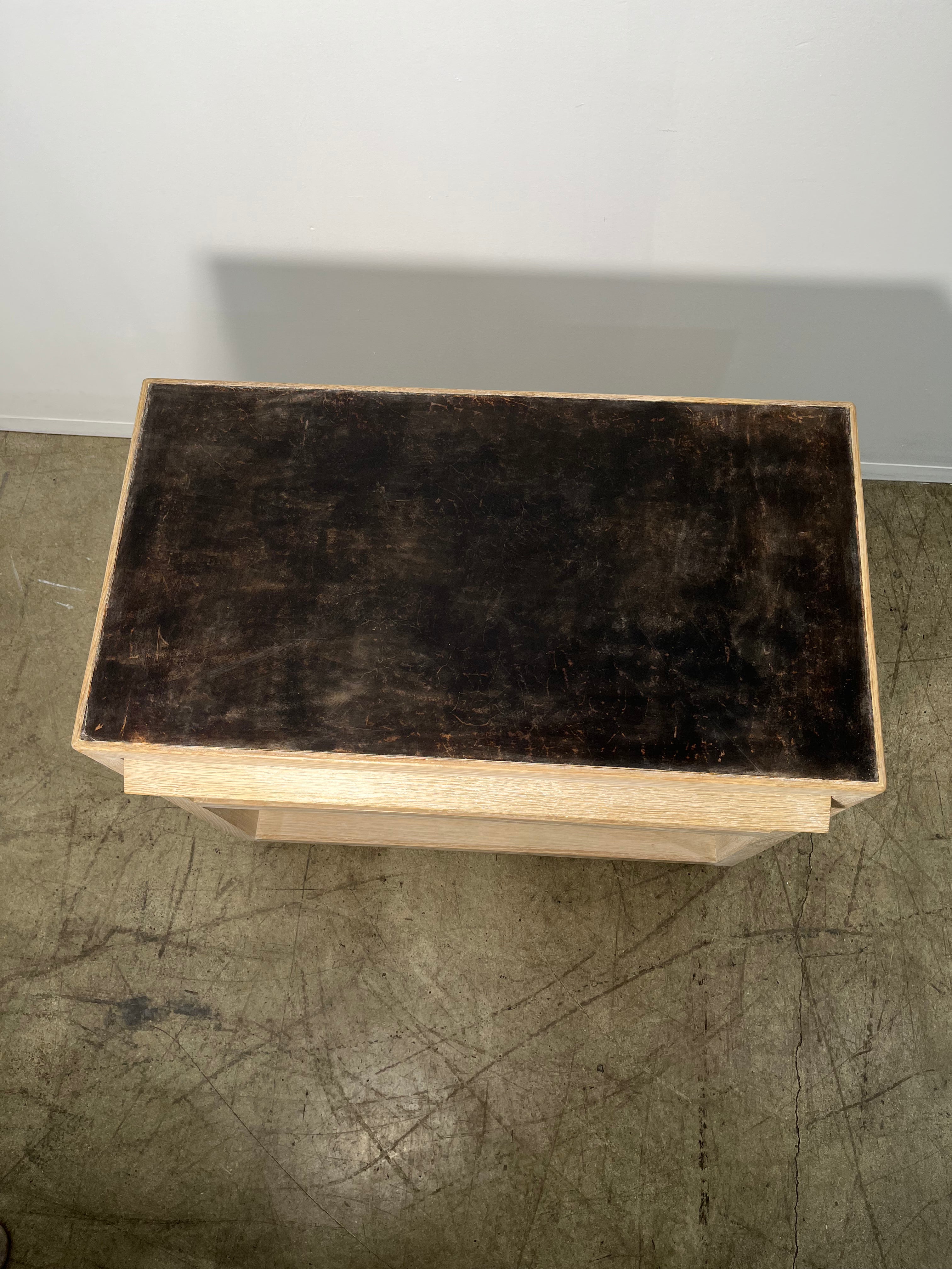 Lucca Studio Paola Night Stand of Oak with Vintage Leather Top