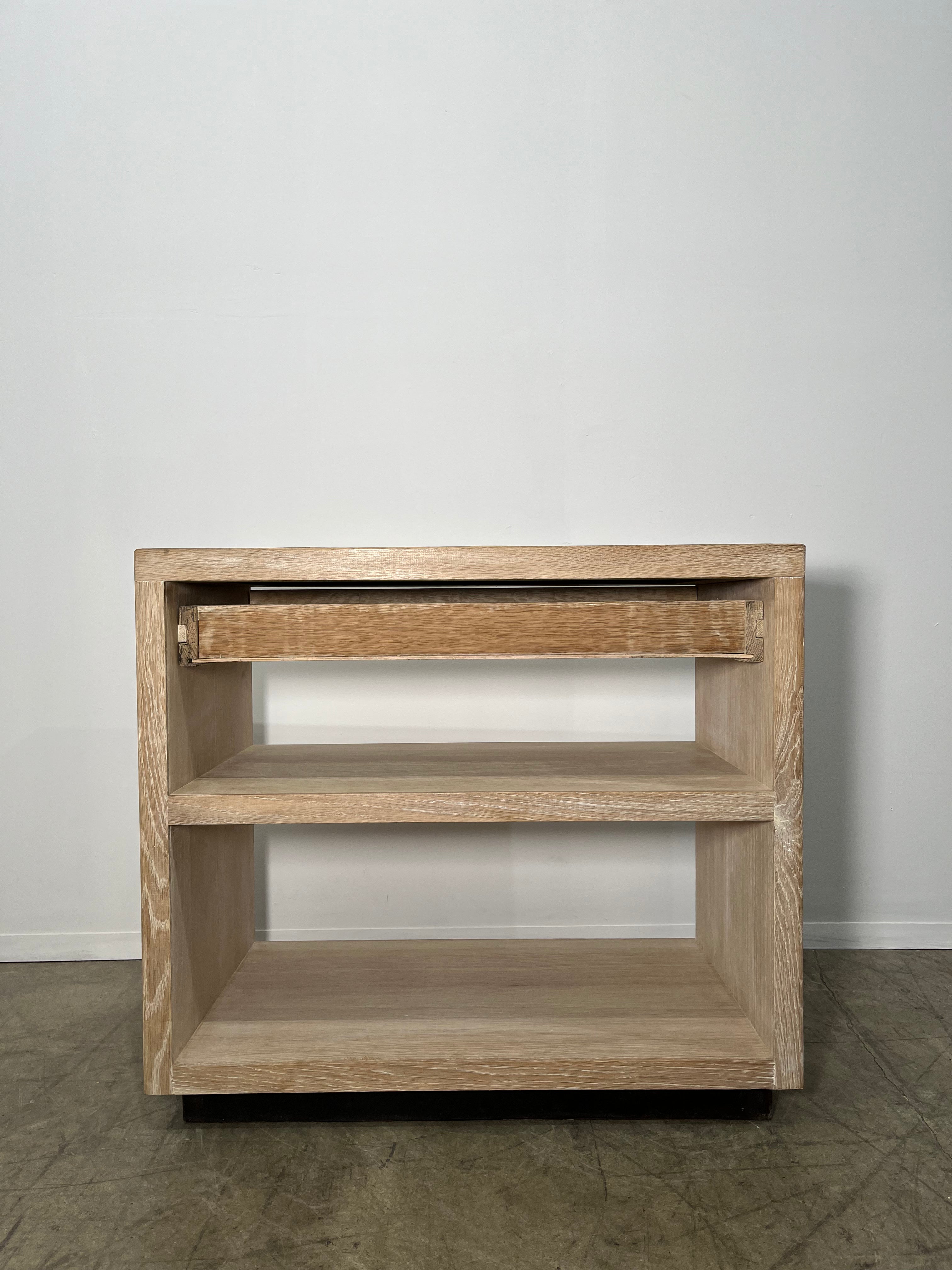 Lucca Studio Paola Night Stand of Oak with Vintage Leather Top