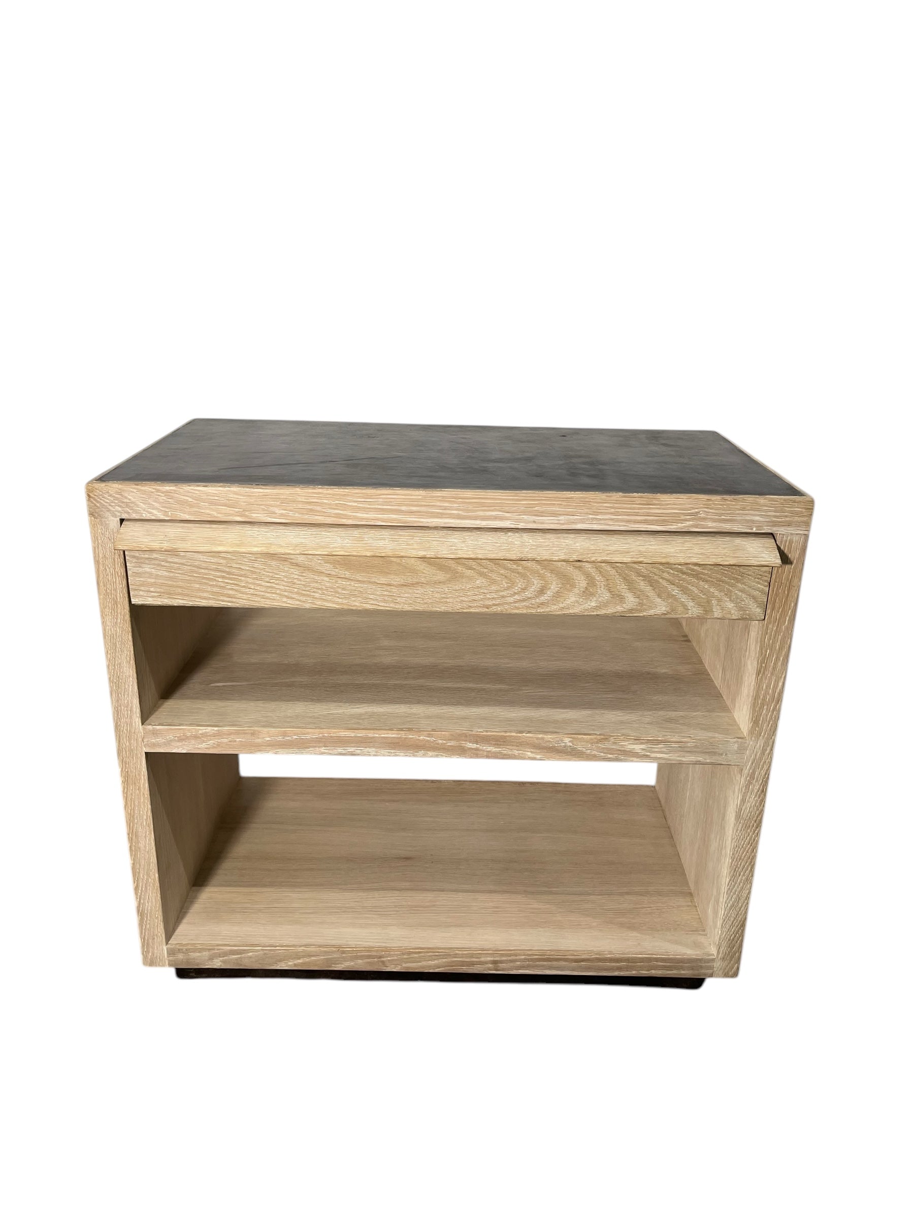 Lucca Studio Paola Night Stand of Oak with Vintage Leather Top