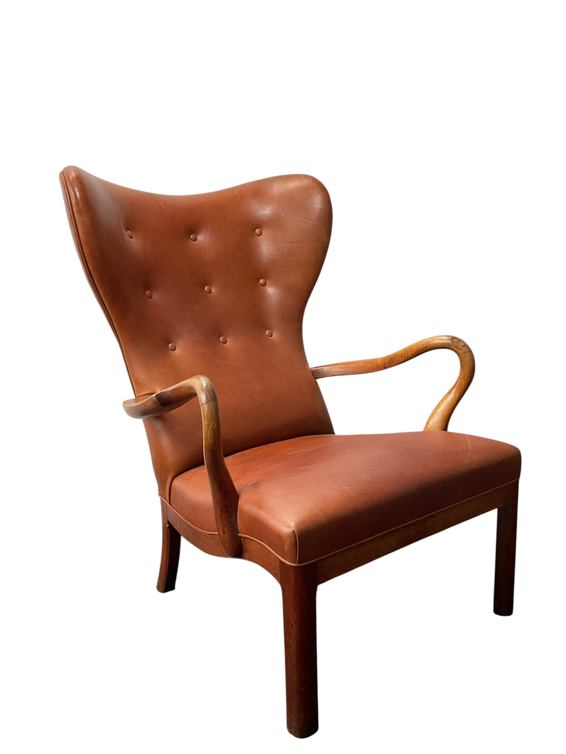 1940's Jacob Hermann Danish Leather Arm Chair