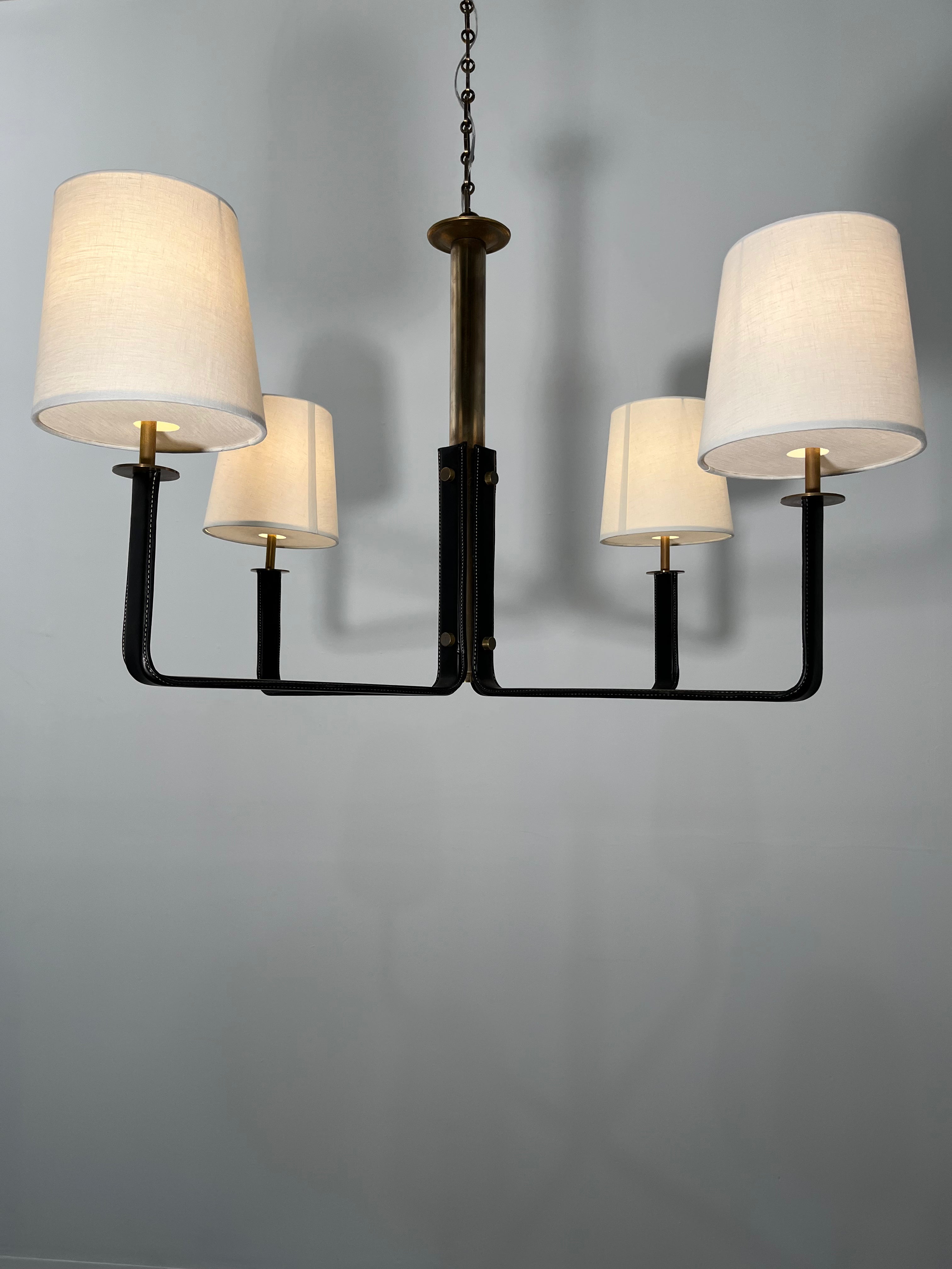 Lucca Studio Ava Leather and Bronze Chandelier