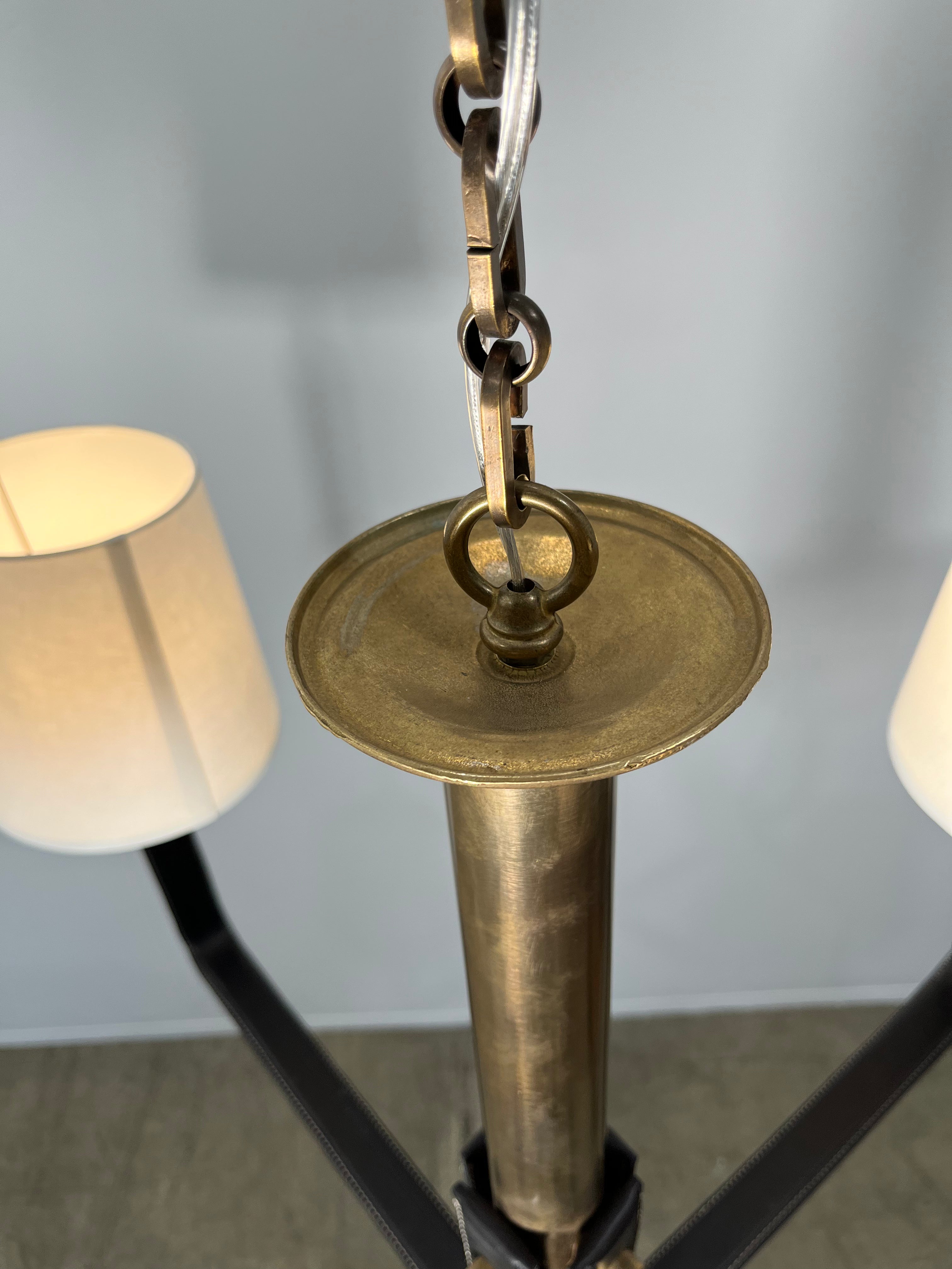Lucca Studio Ava Leather and Bronze Chandelier