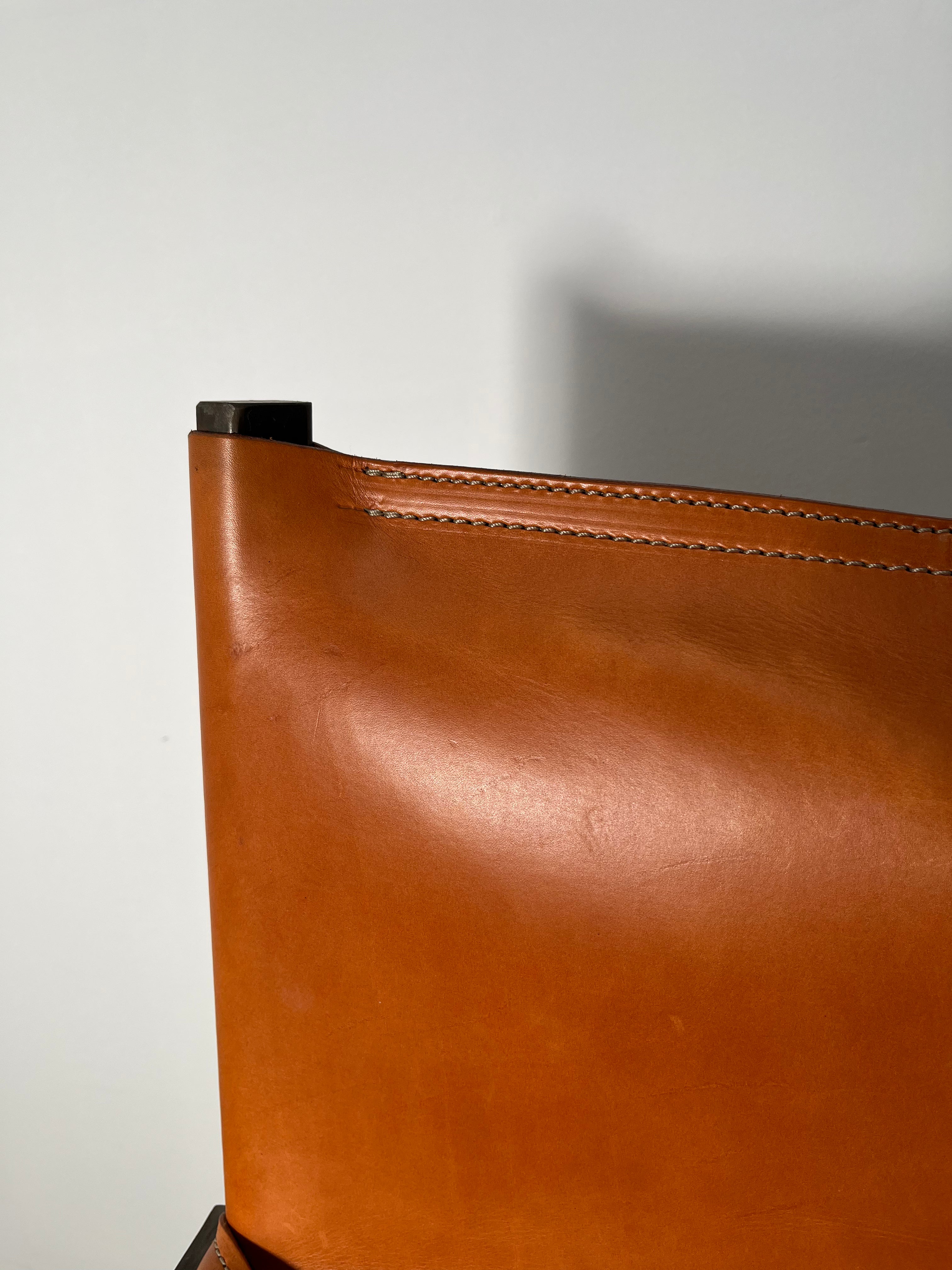 Pair of Limited Edition Saddle Leather Bar Stools