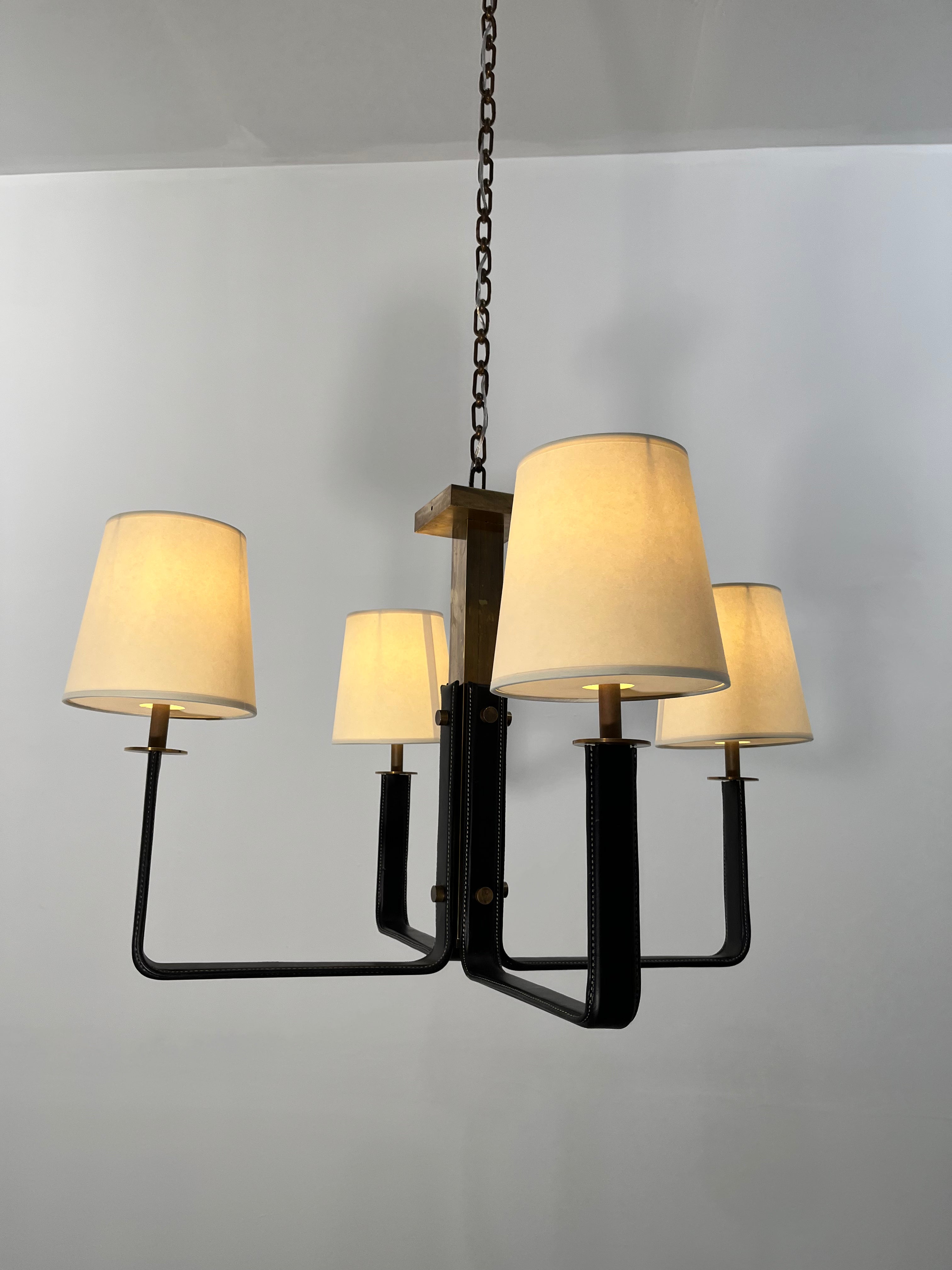 Lucca Studio Ava Leather and Bronze Chandelier