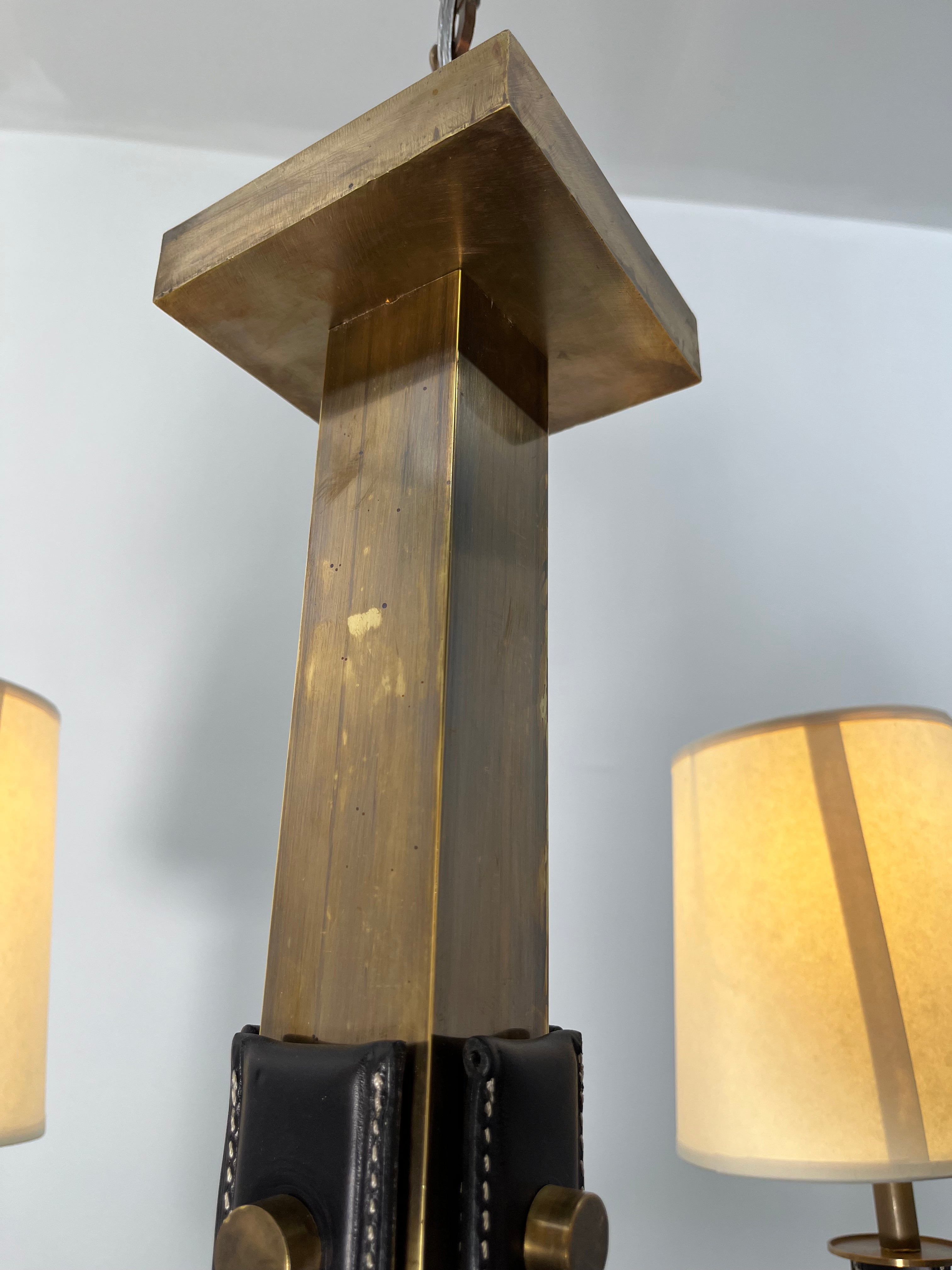 Lucca Studio Ava Leather and Bronze Chandelier