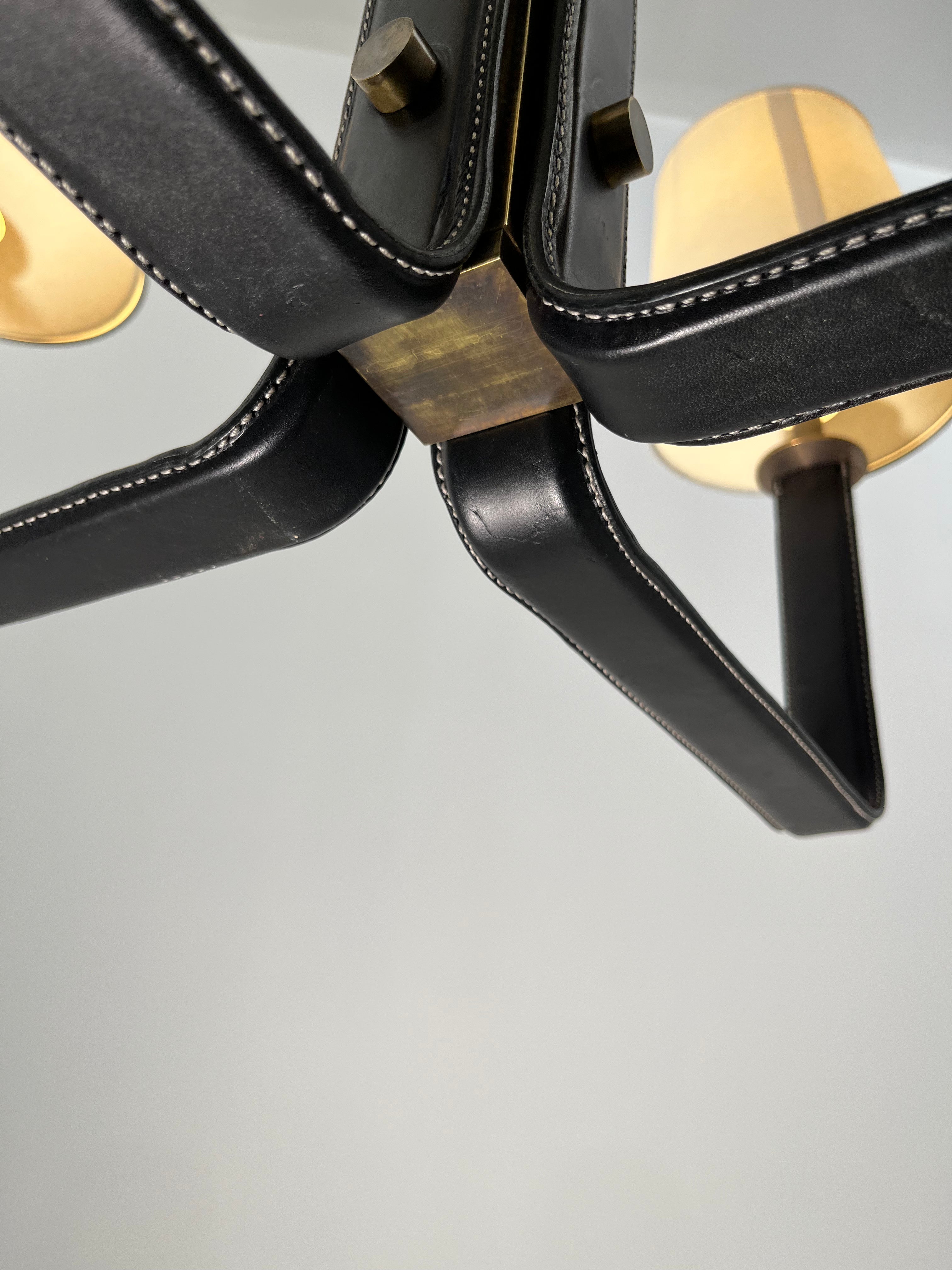 Lucca Studio Ava Leather and Bronze Chandelier