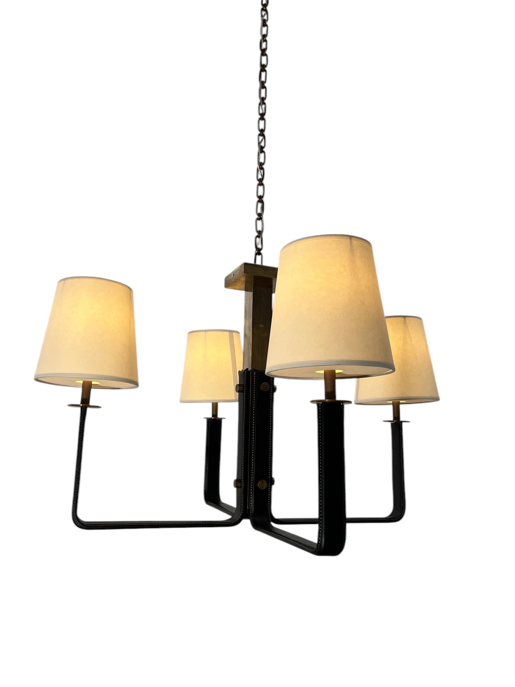 Lucca Studio Ava Leather and Bronze Chandelier