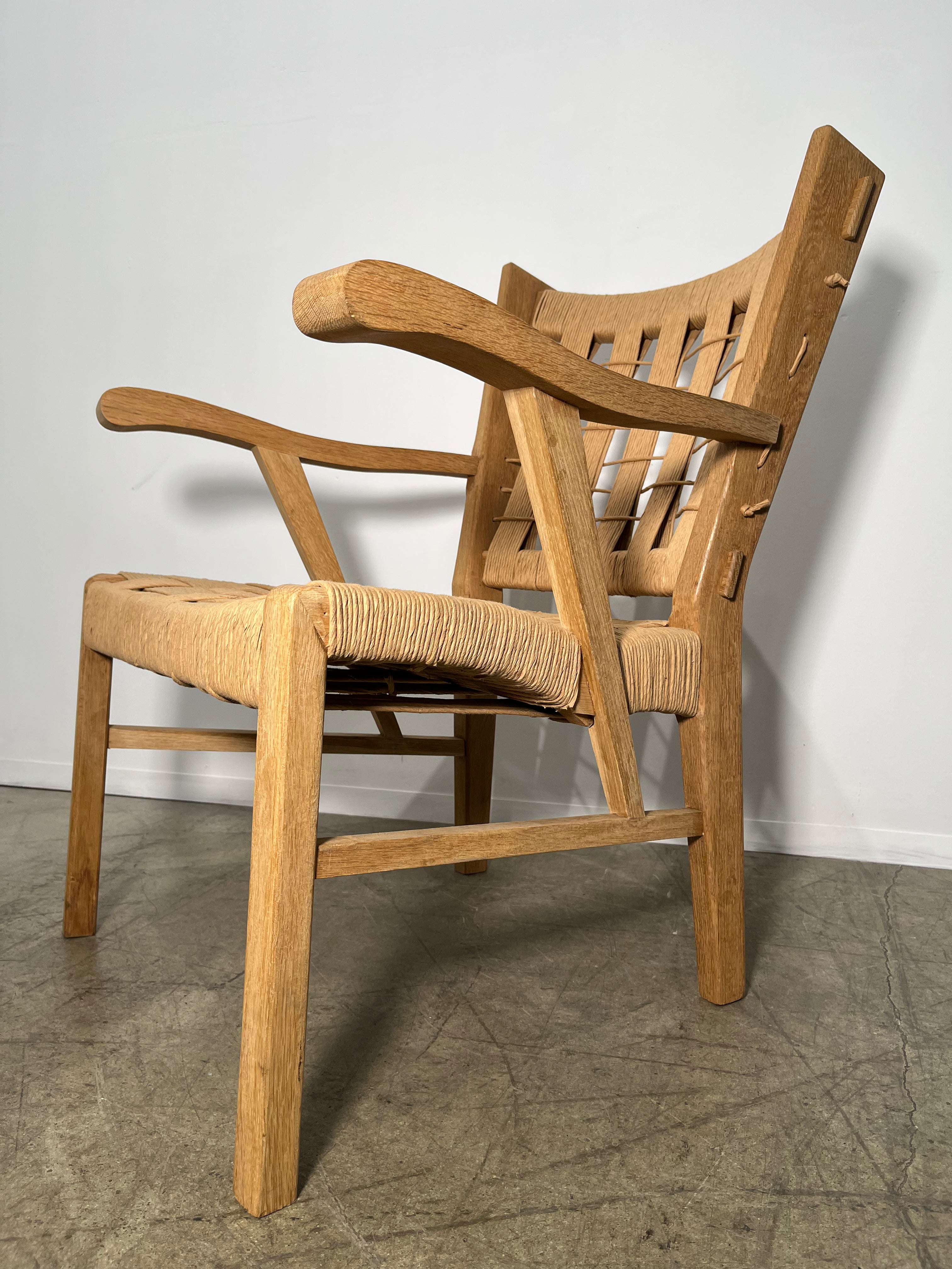 Pair of Limited Edition Franc Oak and Cord Arm Chairs
