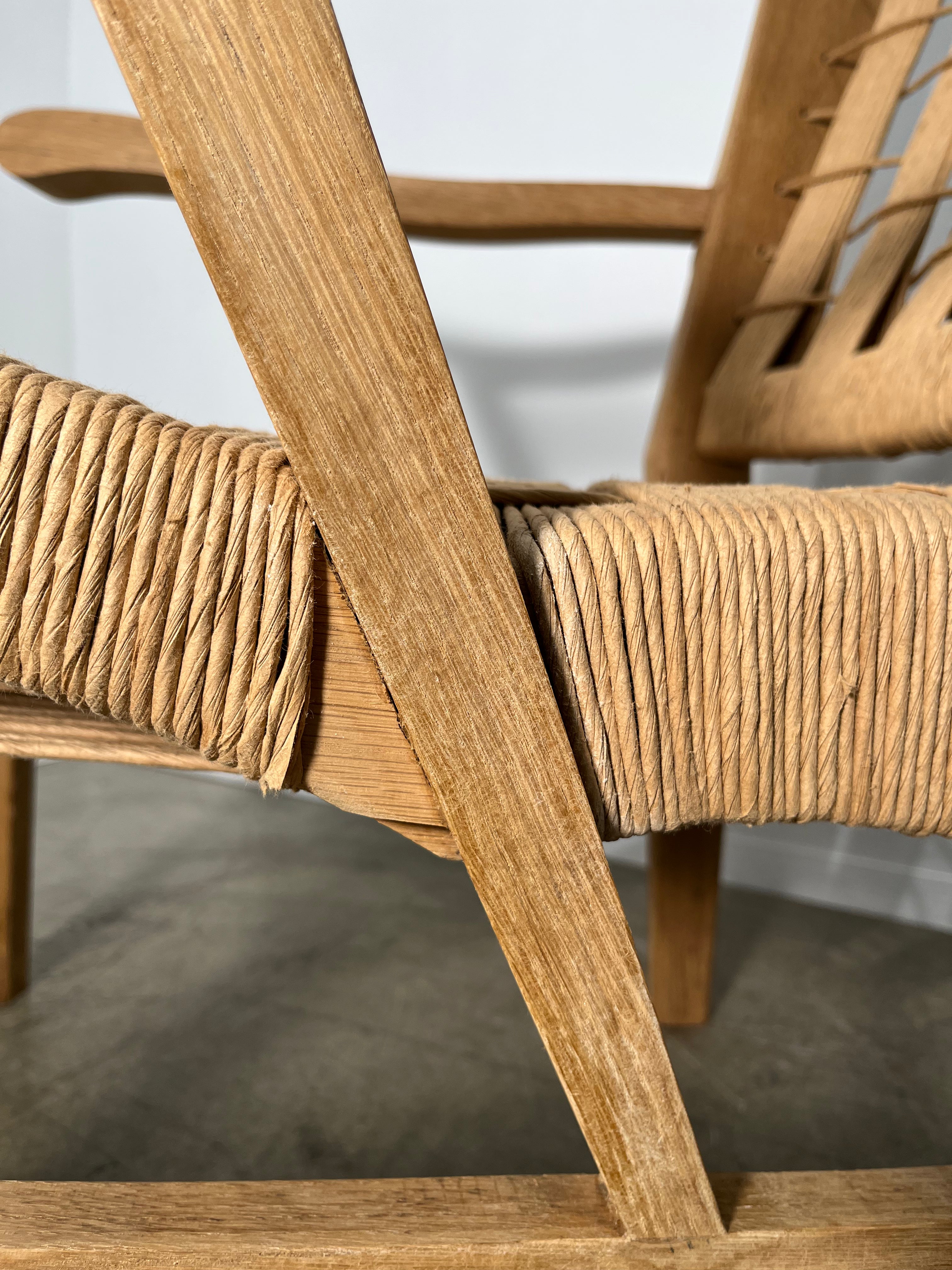 Pair of Limited Edition Franc Oak and Cord Arm Chairs