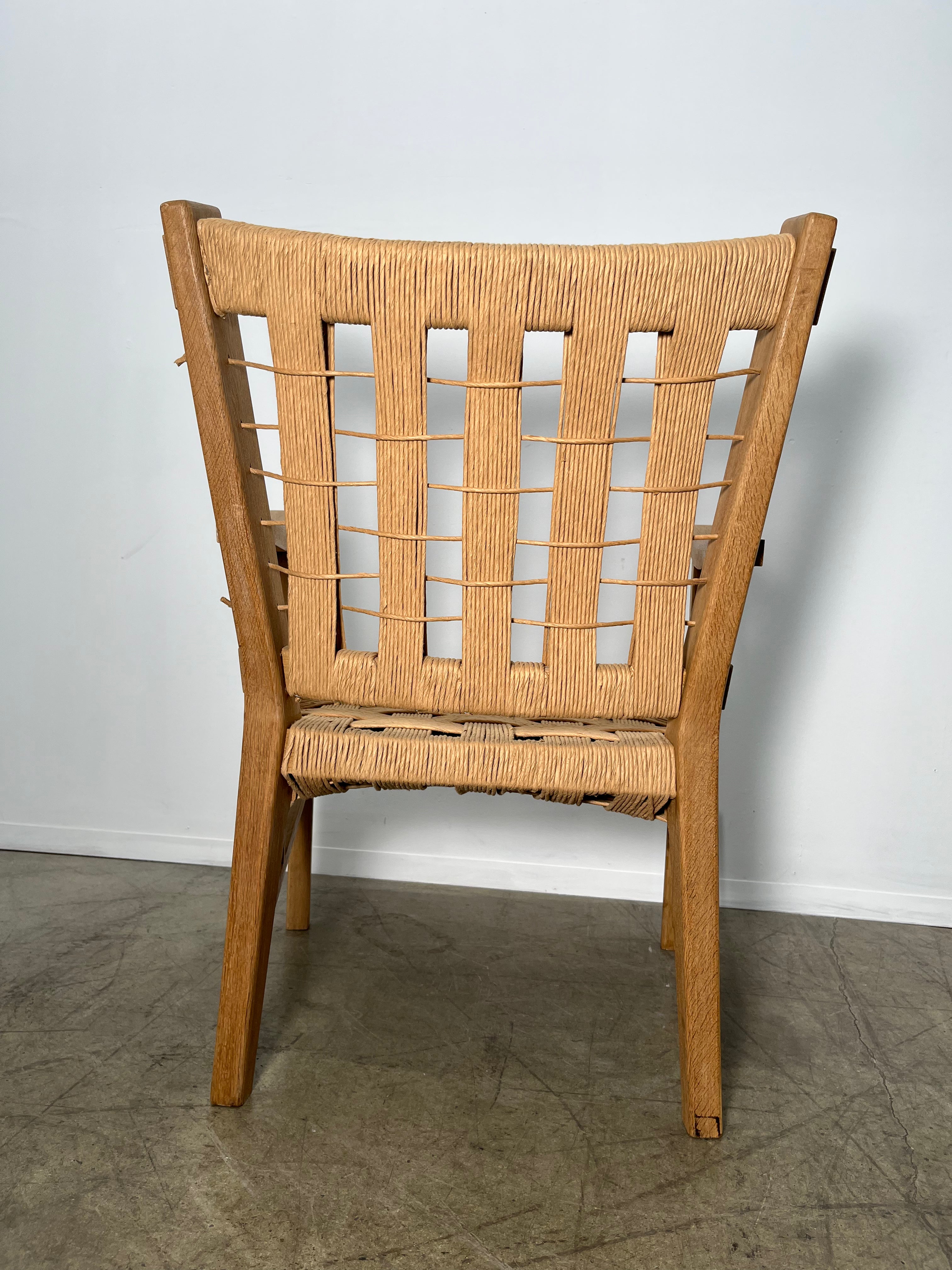 Pair of Limited Edition Franc Oak and Cord Arm Chairs