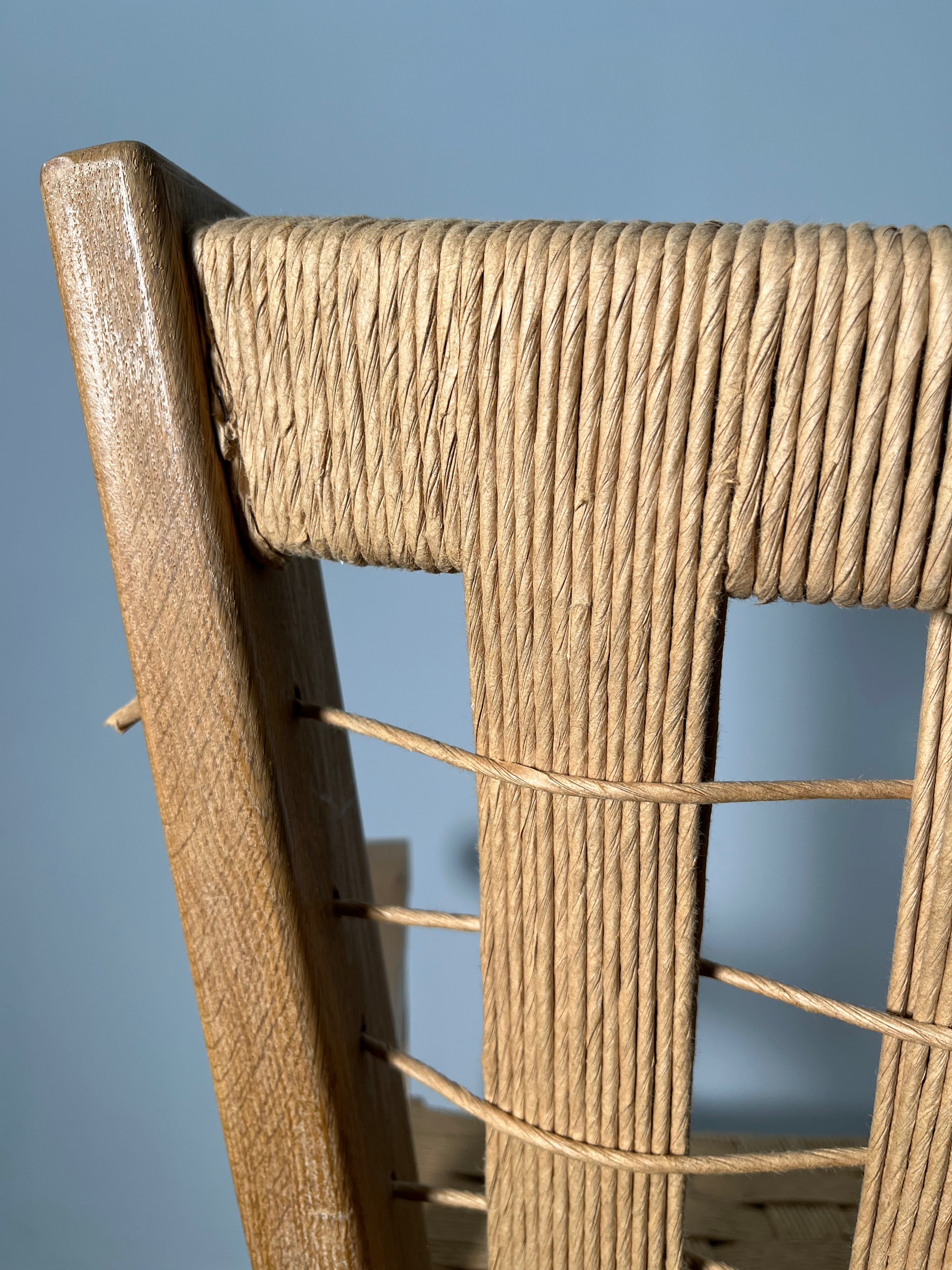 Pair of Limited Edition Franc Oak and Cord Arm Chairs