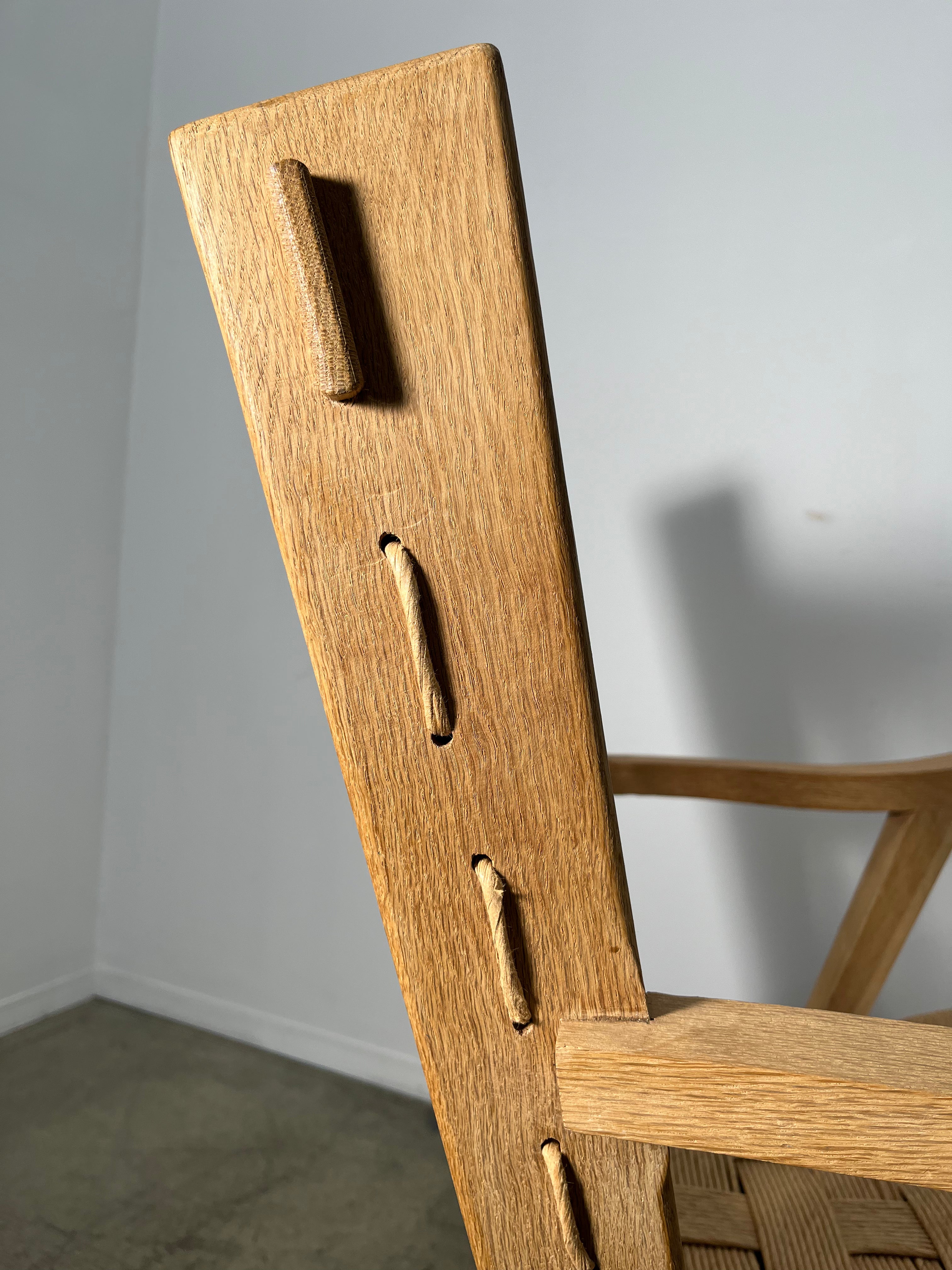 Pair of Limited Edition Franc Oak and Cord Arm Chairs