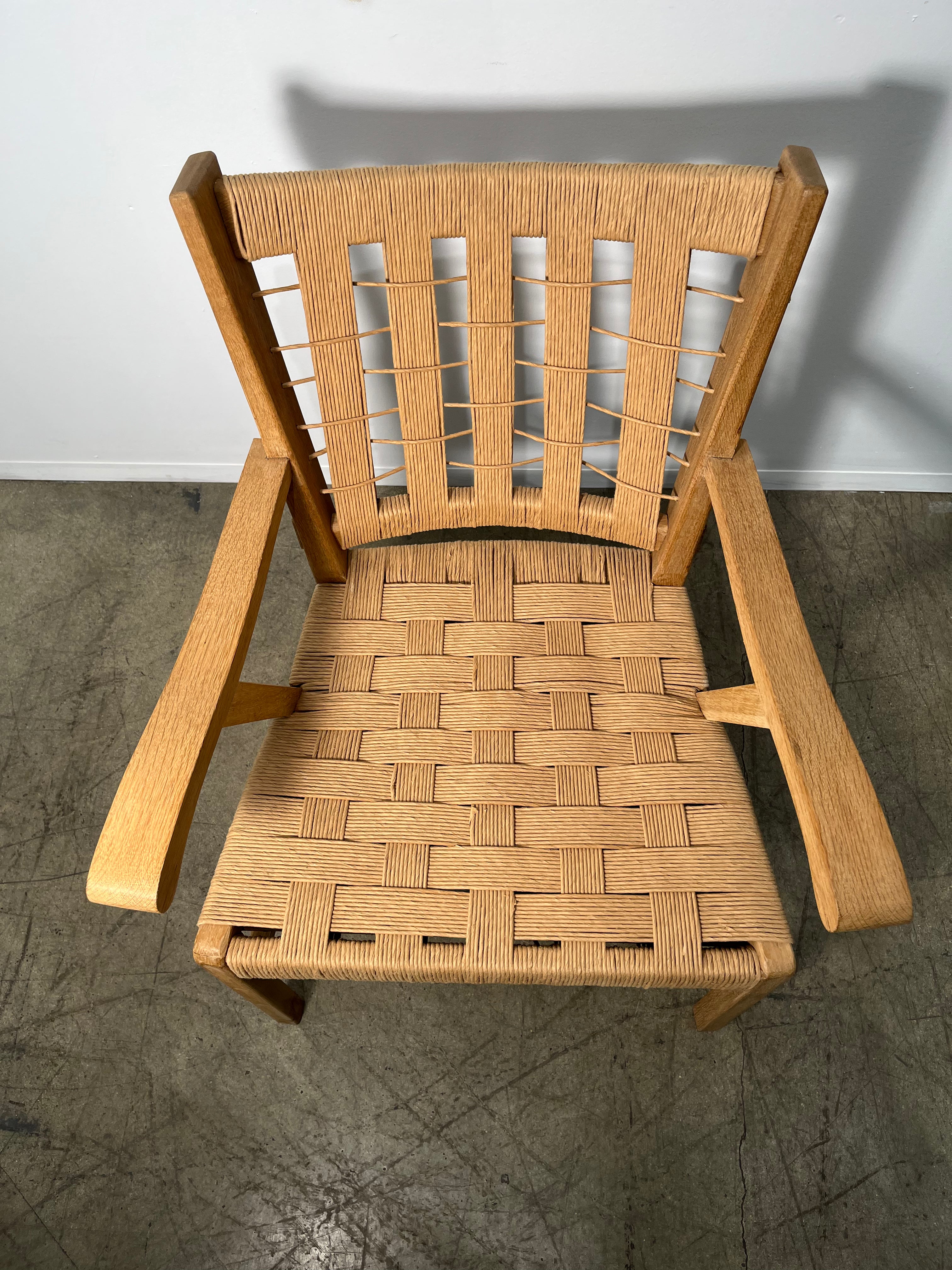 Pair of Limited Edition Franc Oak and Cord Arm Chairs