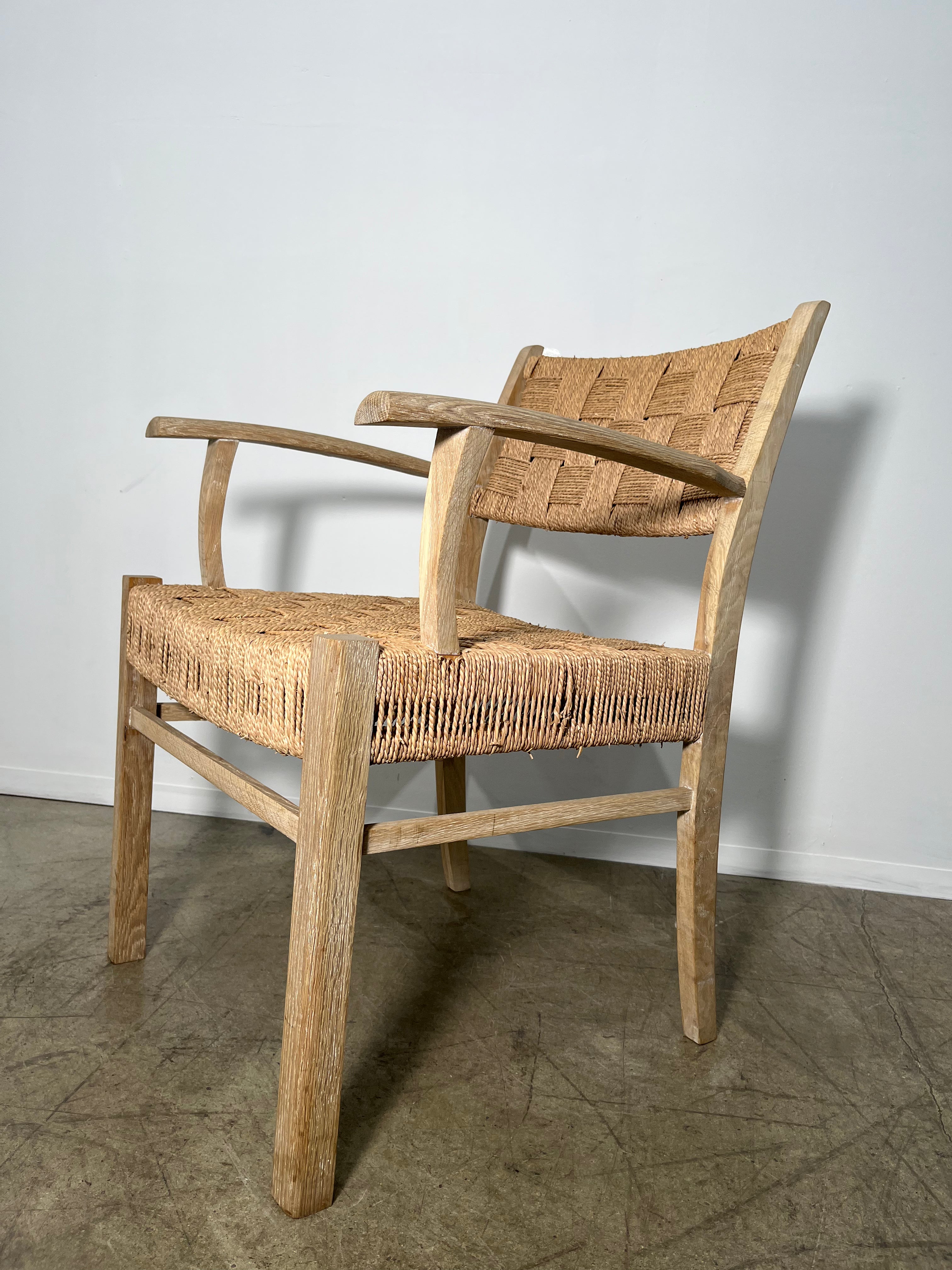 Pair of Oak and Woven Seagrass Arm Chairs