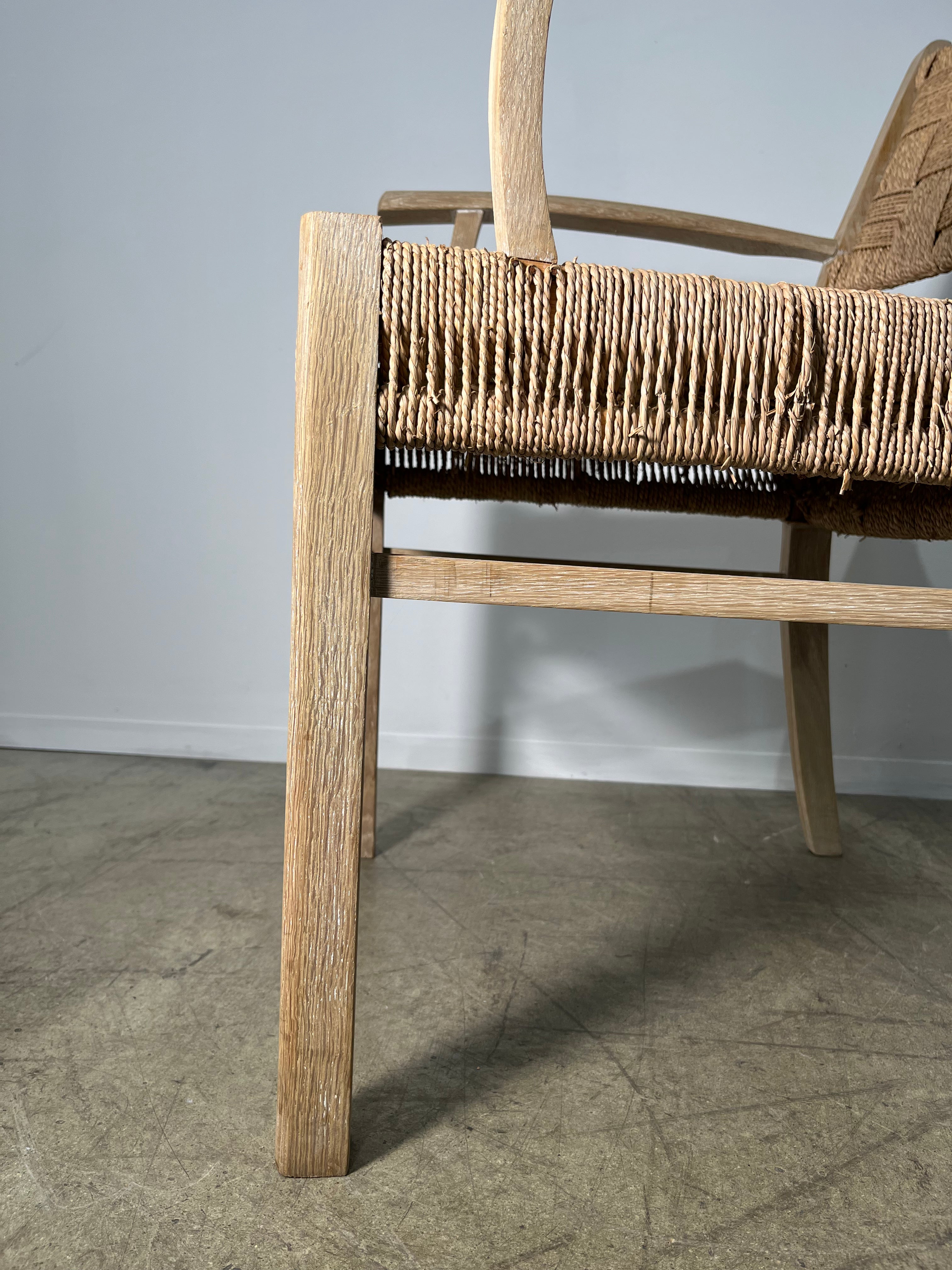 Pair of Oak and Woven Seagrass Arm Chairs