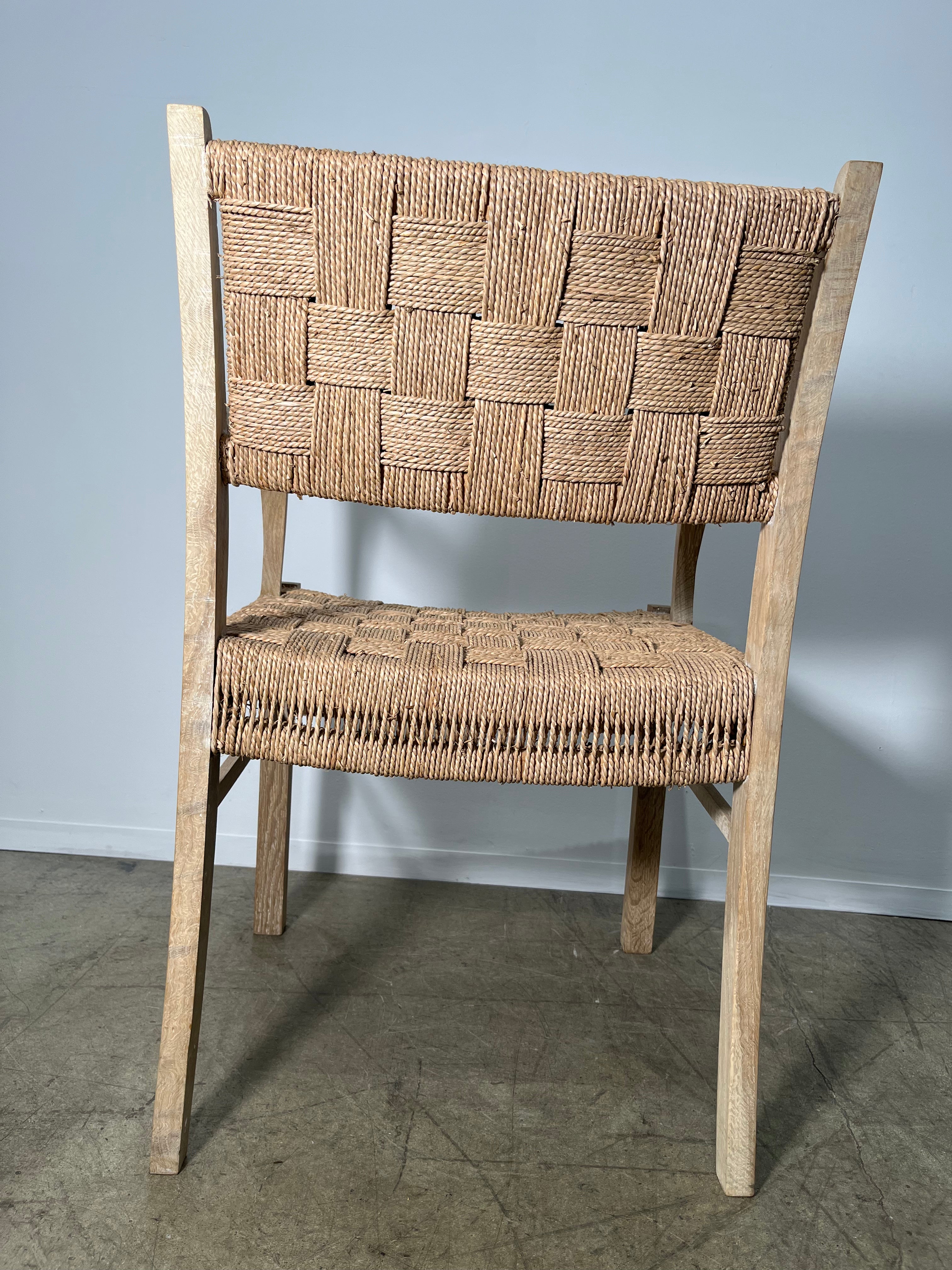 Pair of Oak and Woven Seagrass Arm Chairs