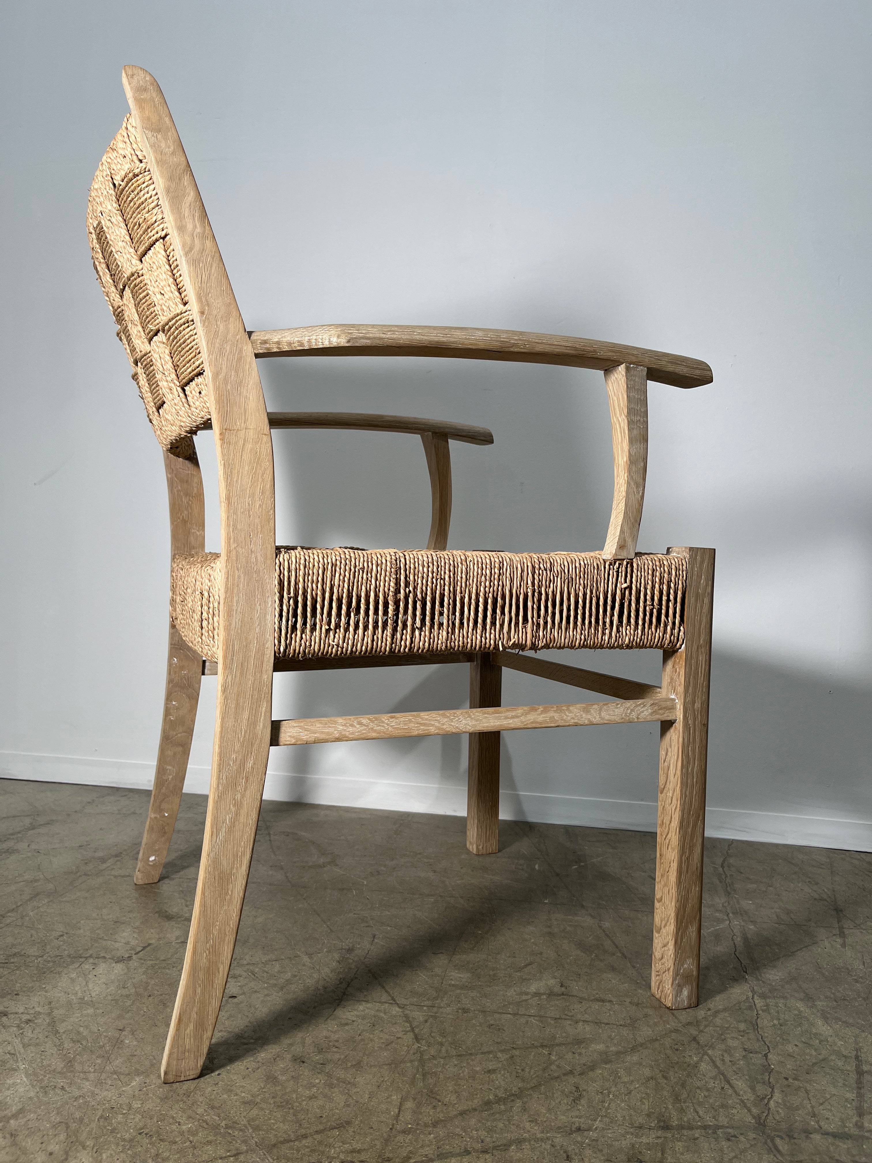 Pair of Oak and Woven Seagrass Arm Chairs