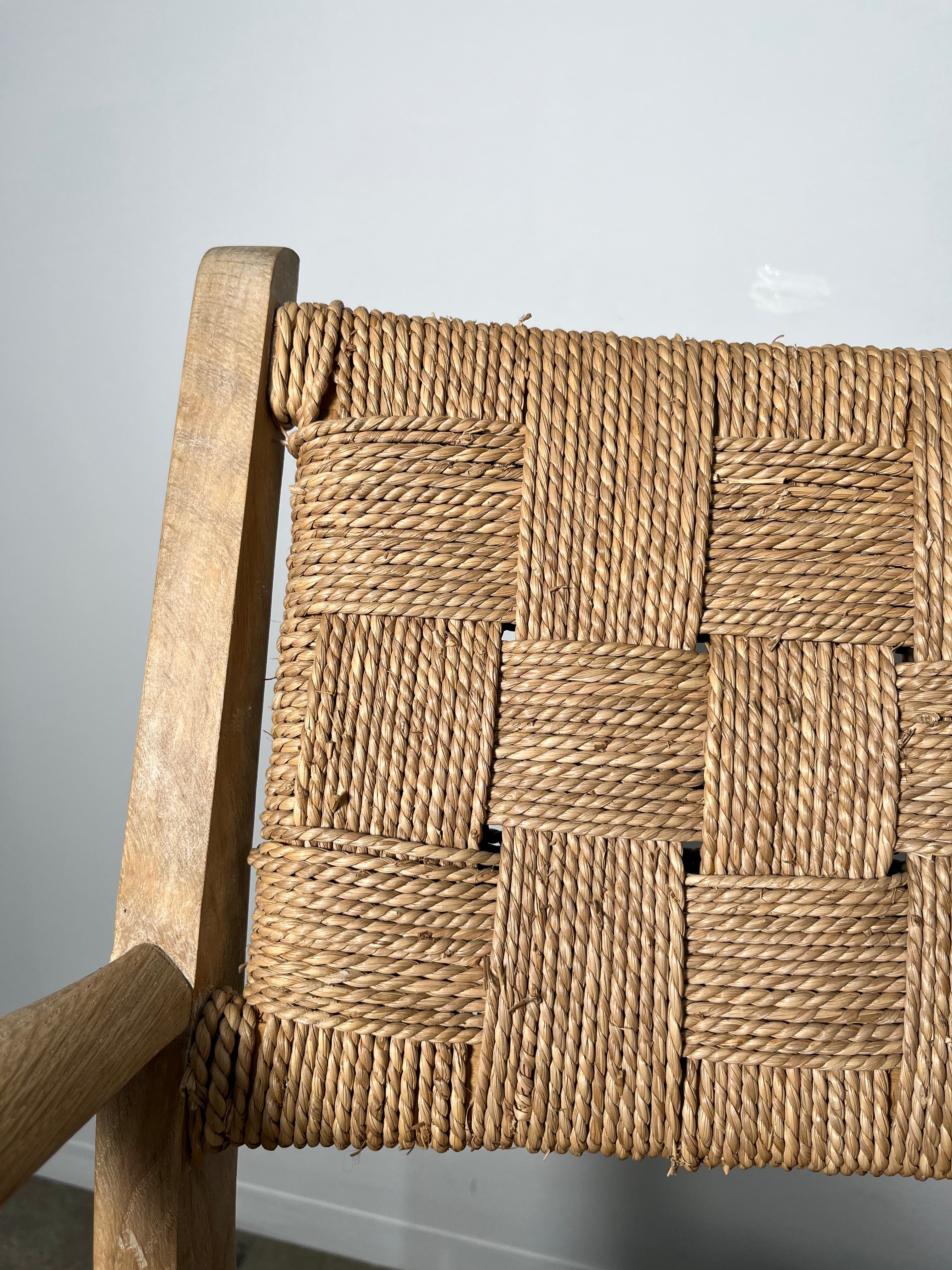 Pair of Oak and Woven Seagrass Arm Chairs