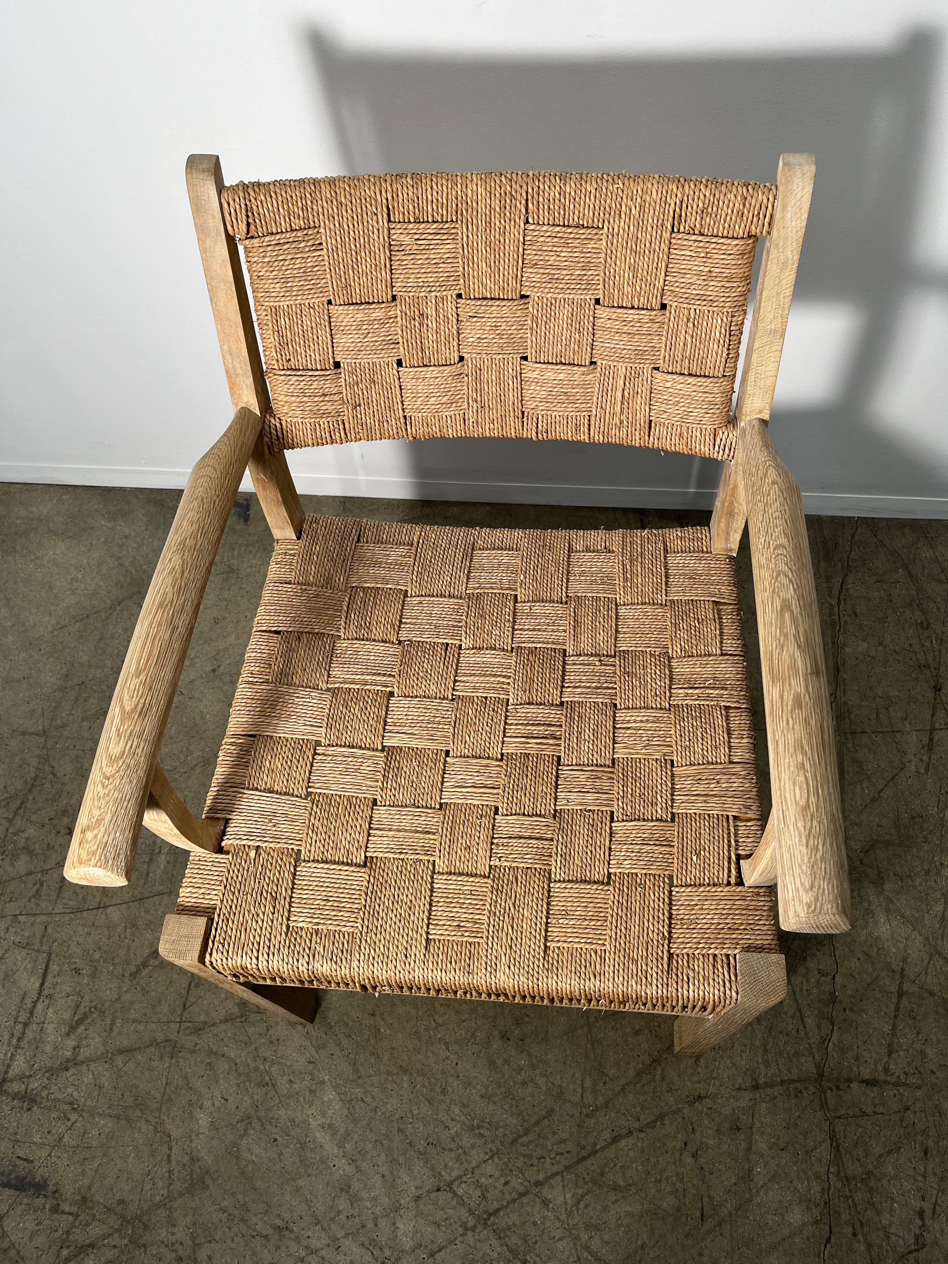 Pair of Oak and Woven Seagrass Arm Chairs