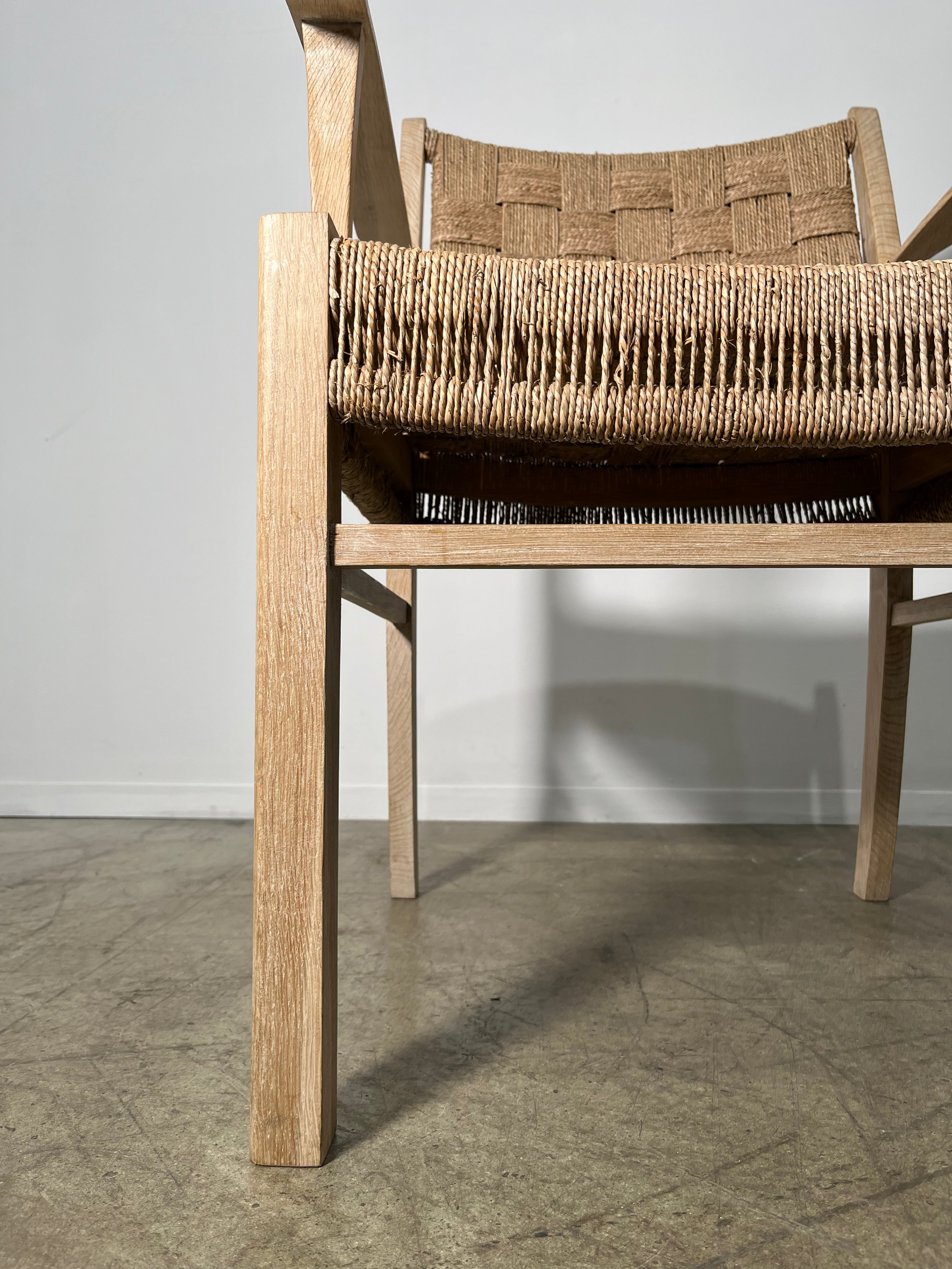 Pair of Oak and Woven Seagrass Arm Chairs