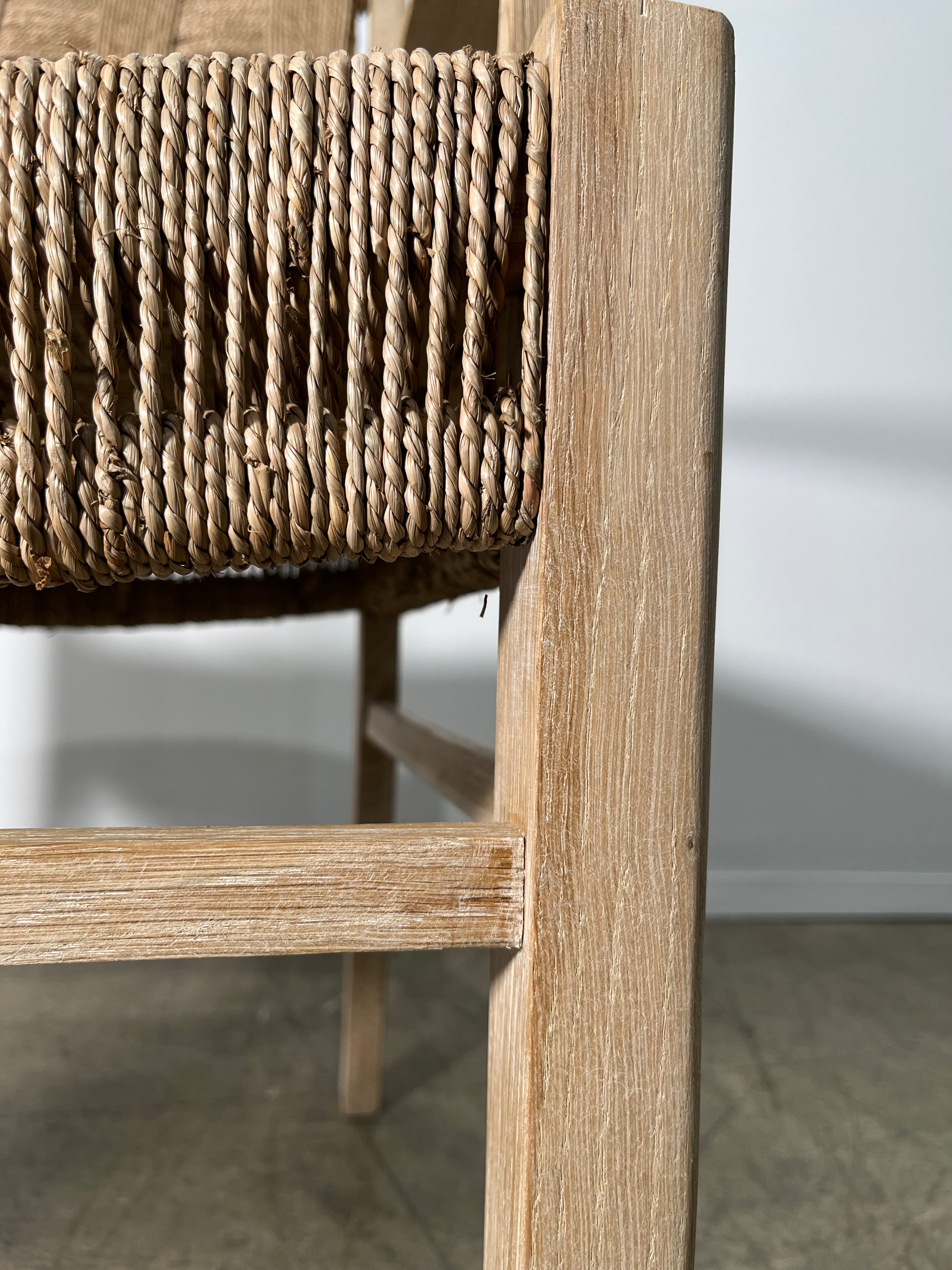 Pair of Oak and Woven Seagrass Arm Chairs