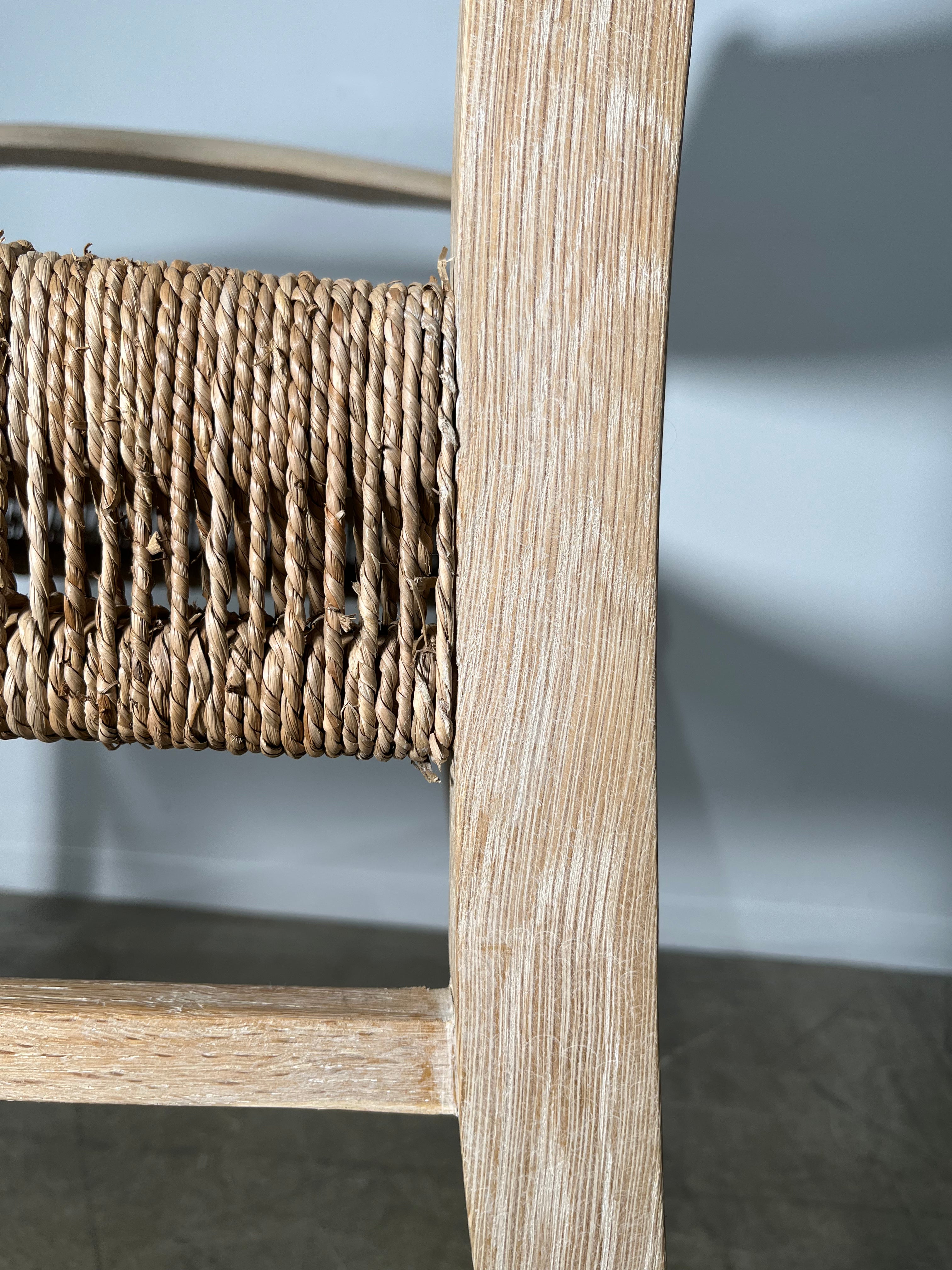 Pair of Oak and Woven Seagrass Arm Chairs