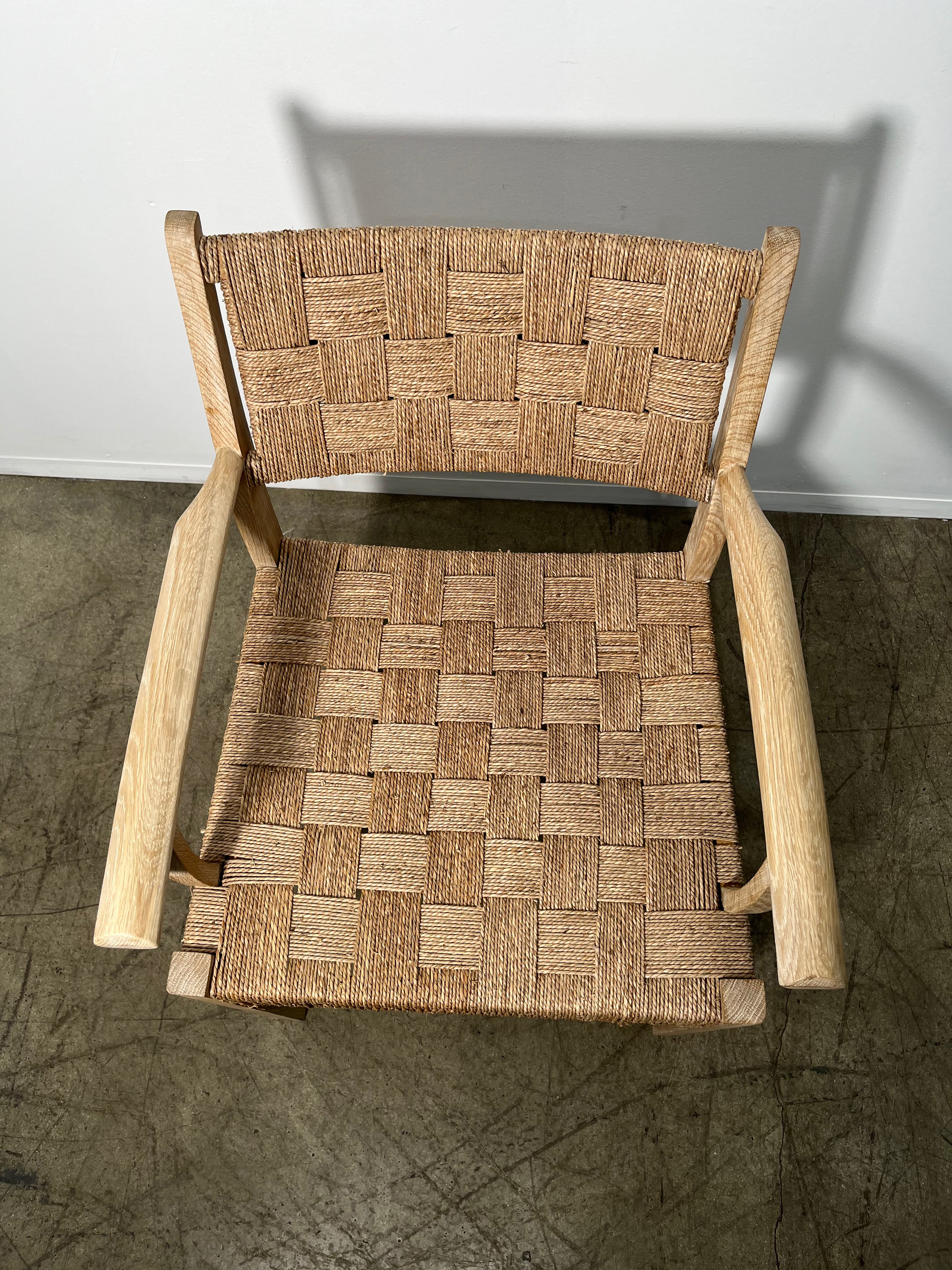 Pair of Oak and Woven Seagrass Arm Chairs