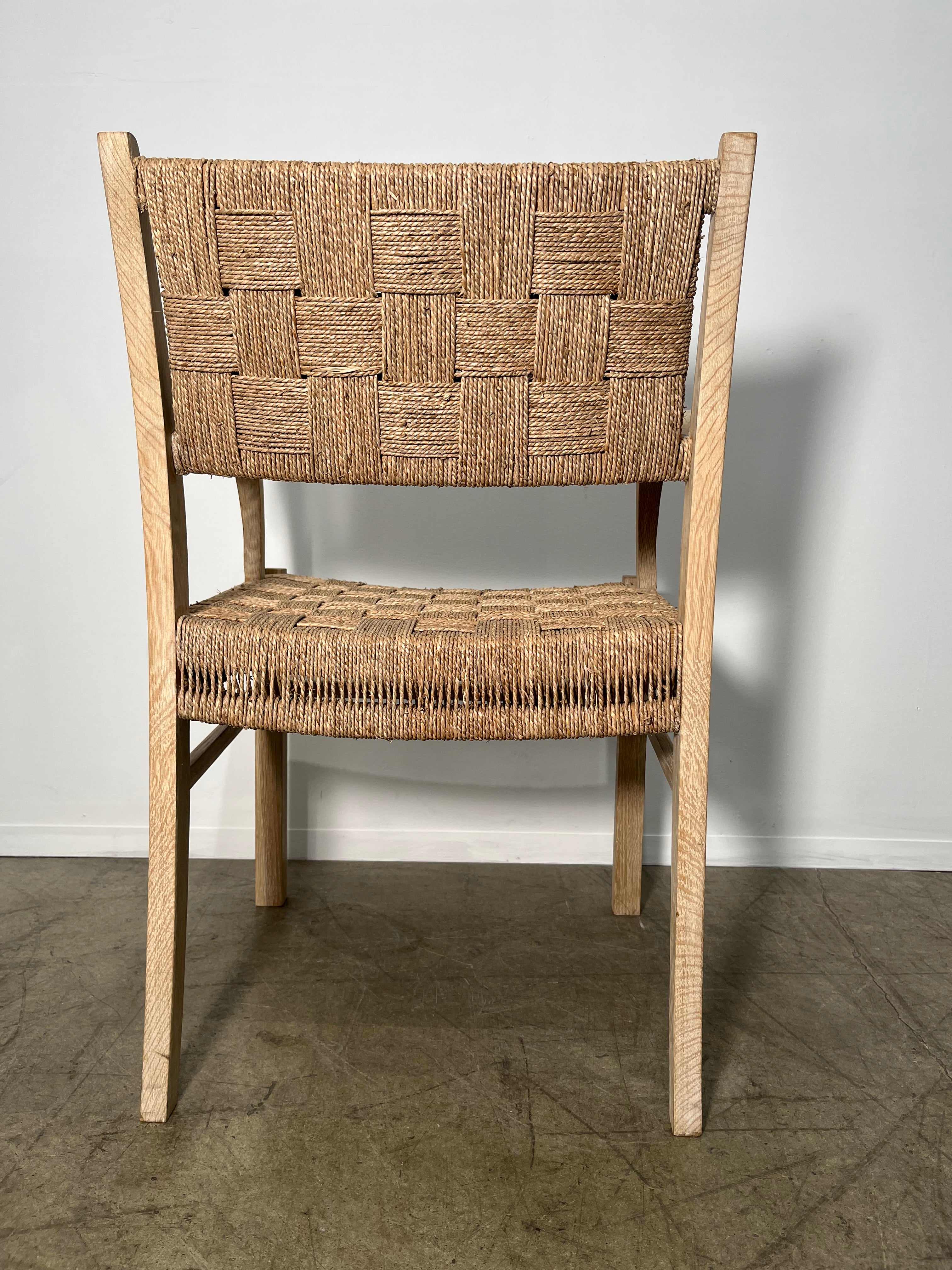 Pair of Oak and Woven Seagrass Arm Chairs