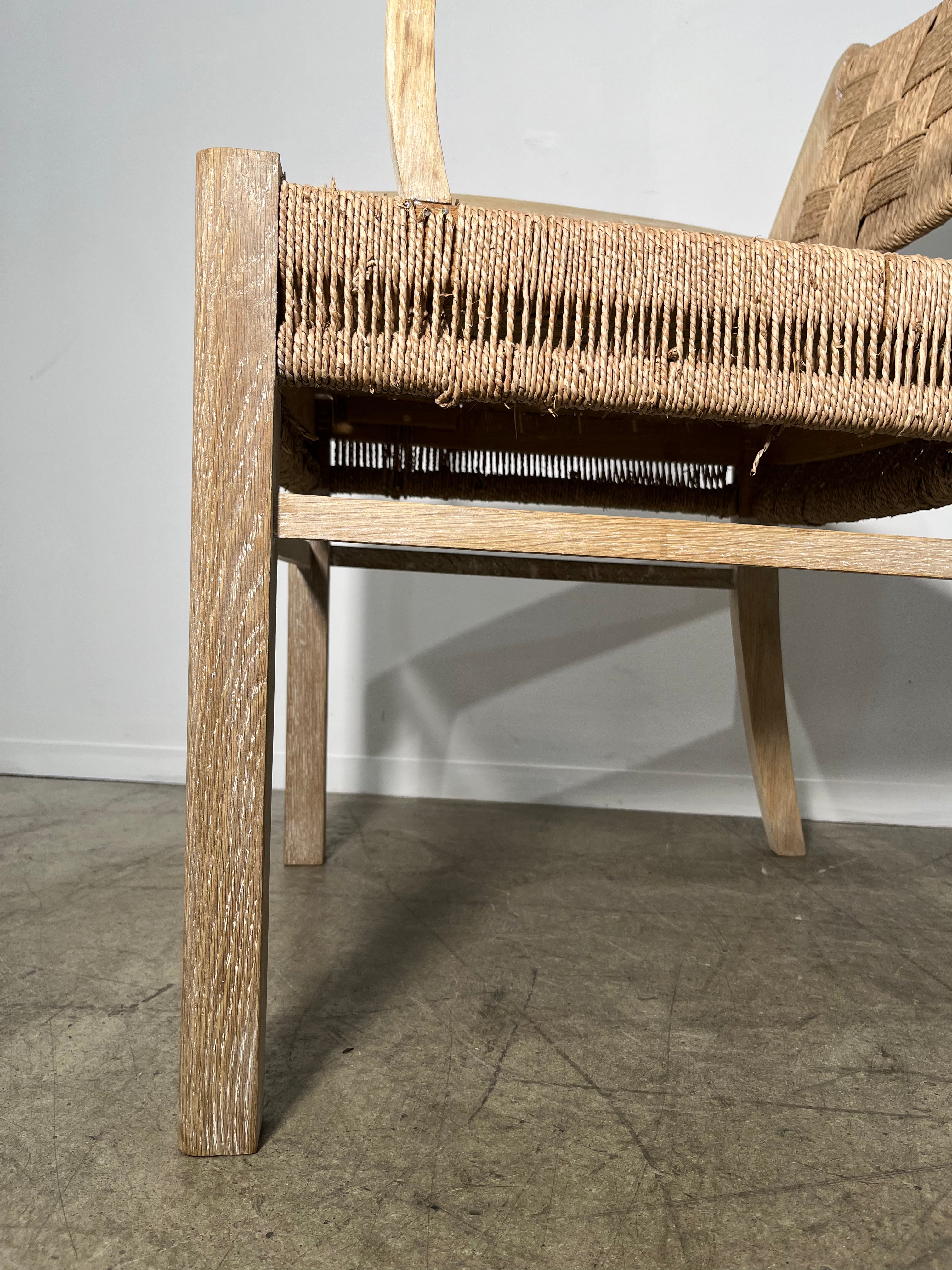 Pair of Oak and Woven Seagrass Arm Chairs