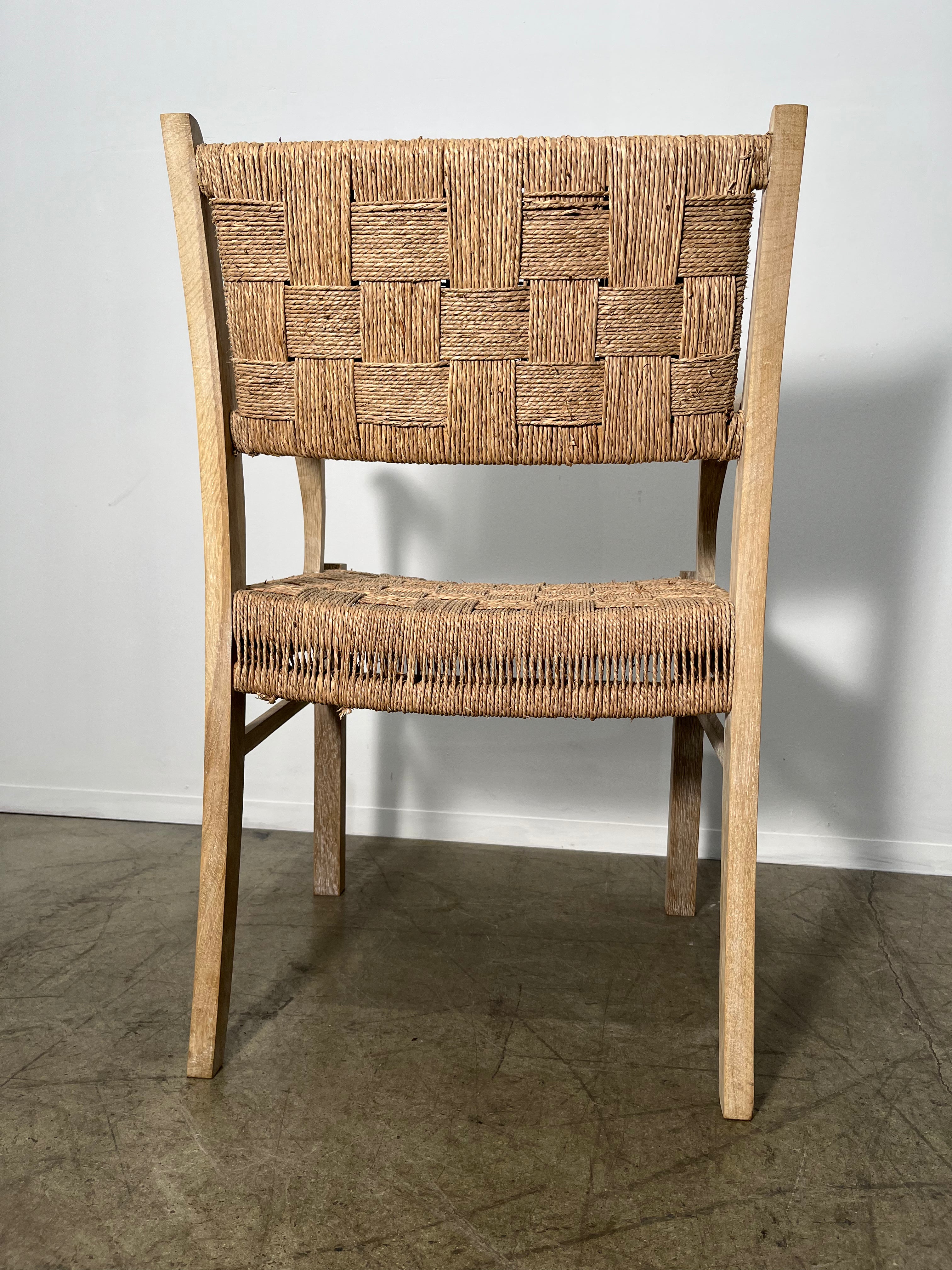 Pair of Oak and Woven Seagrass Arm Chairs