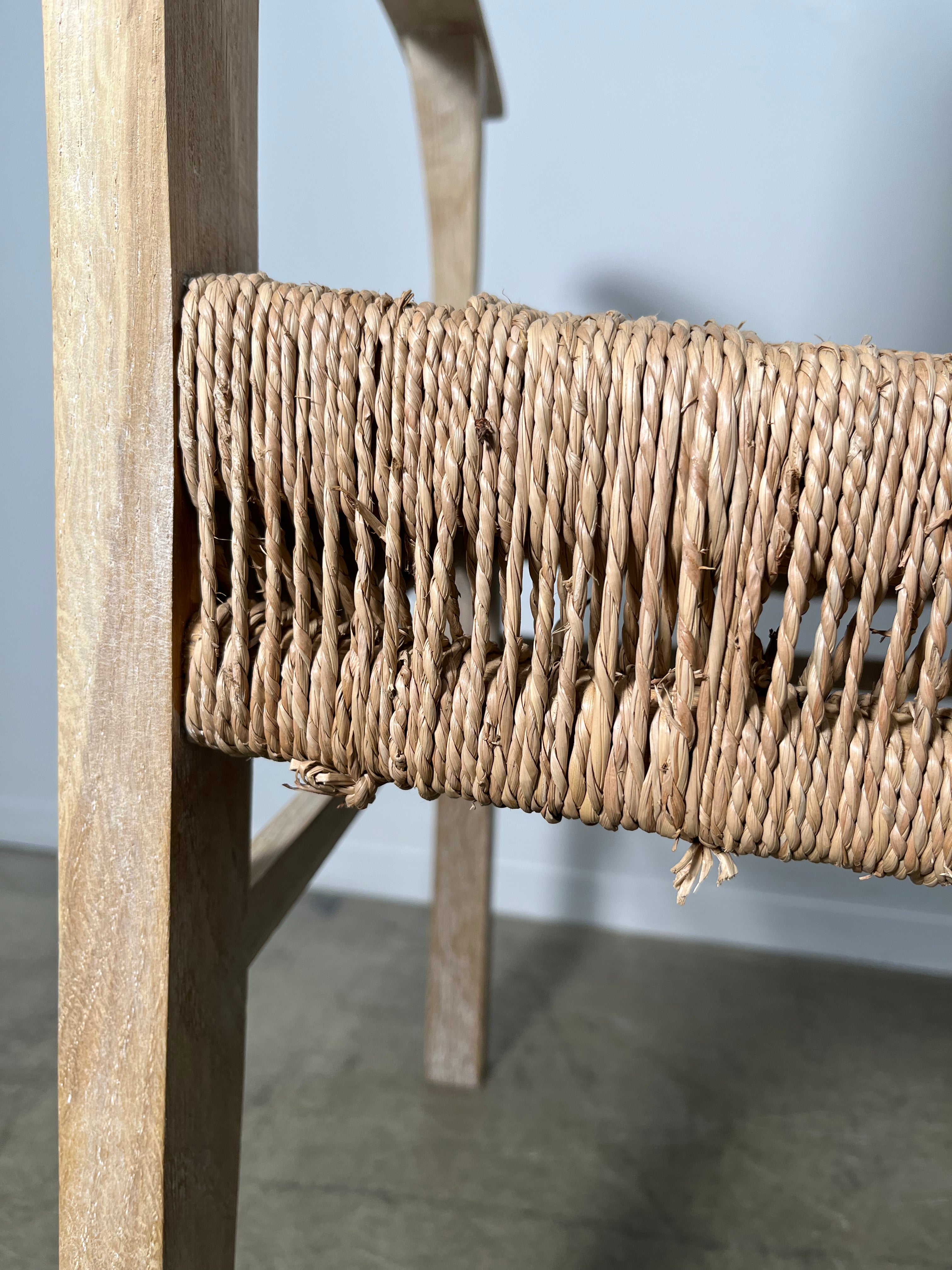Pair of Oak and Woven Seagrass Arm Chairs