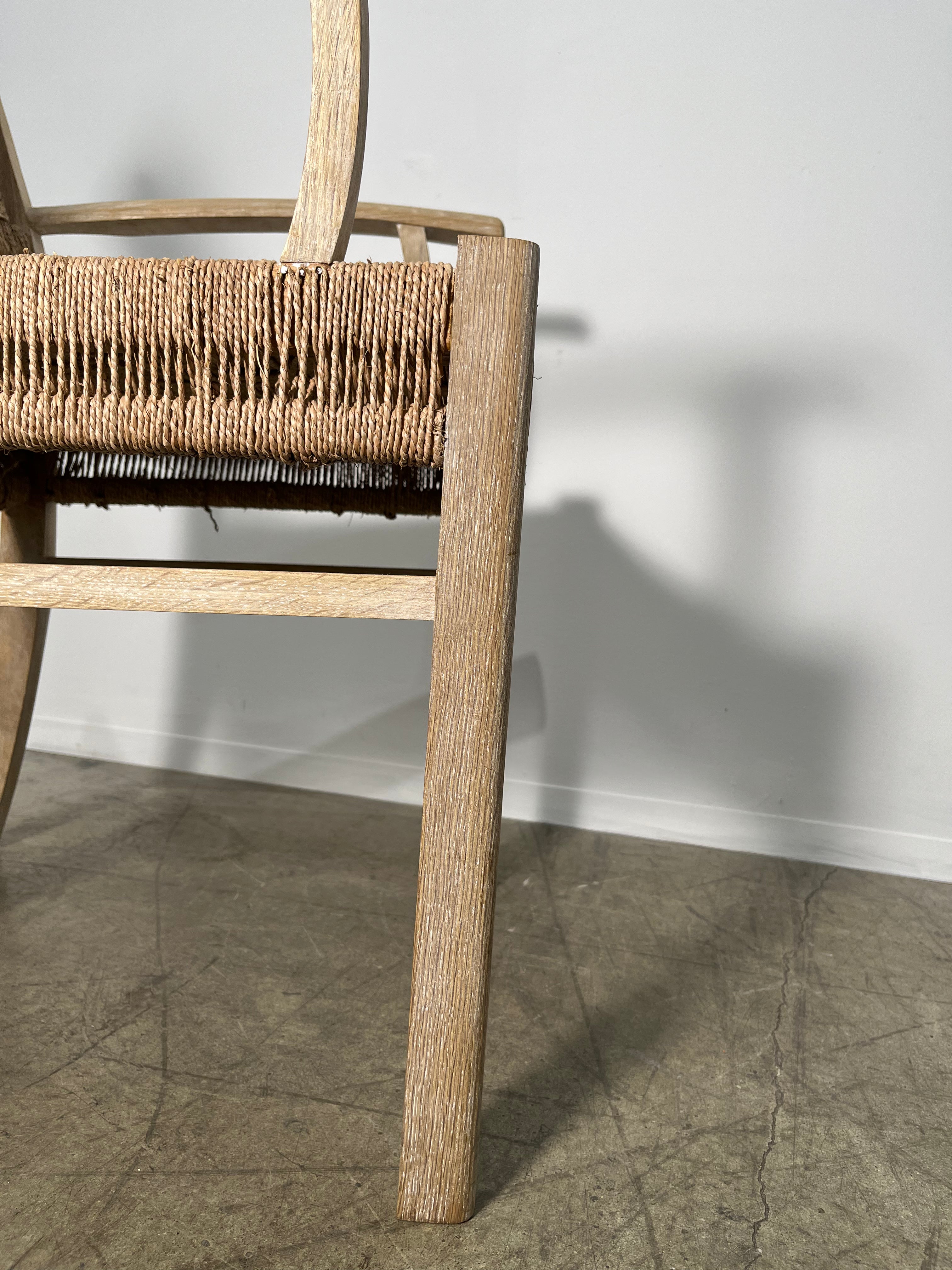 Pair of Oak and Woven Seagrass Arm Chairs