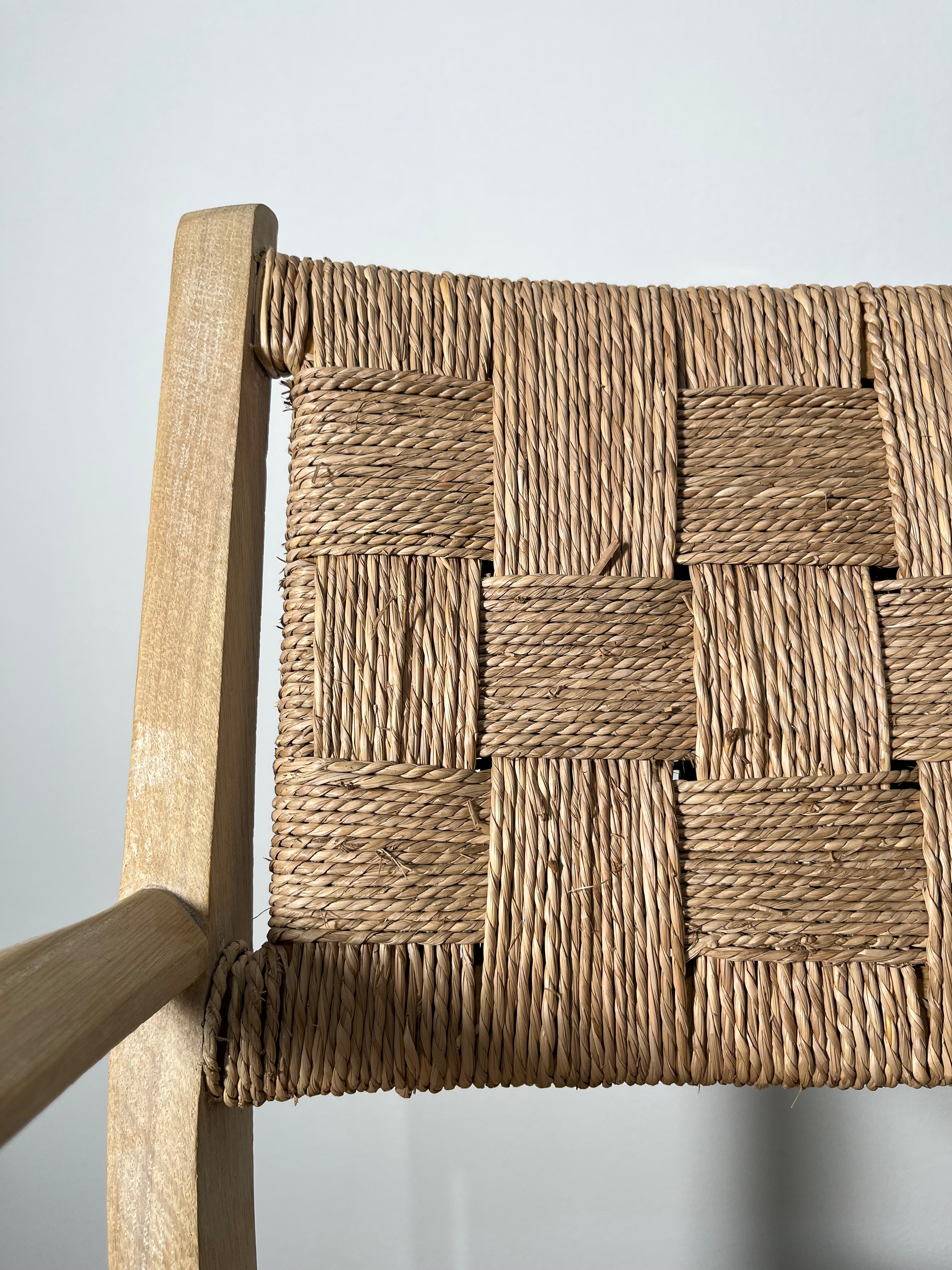 Pair of Oak and Woven Seagrass Arm Chairs