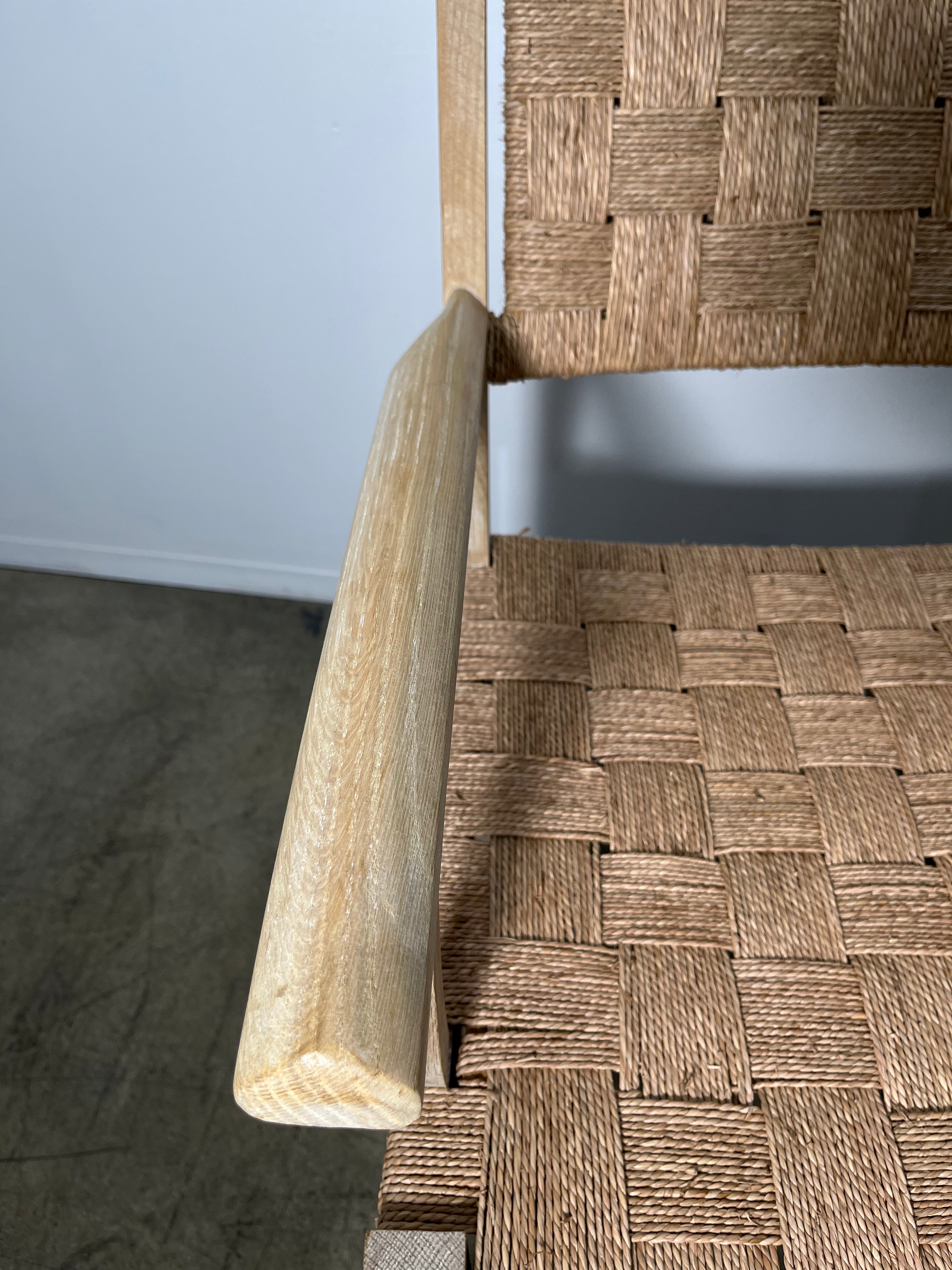Pair of Oak and Woven Seagrass Arm Chairs
