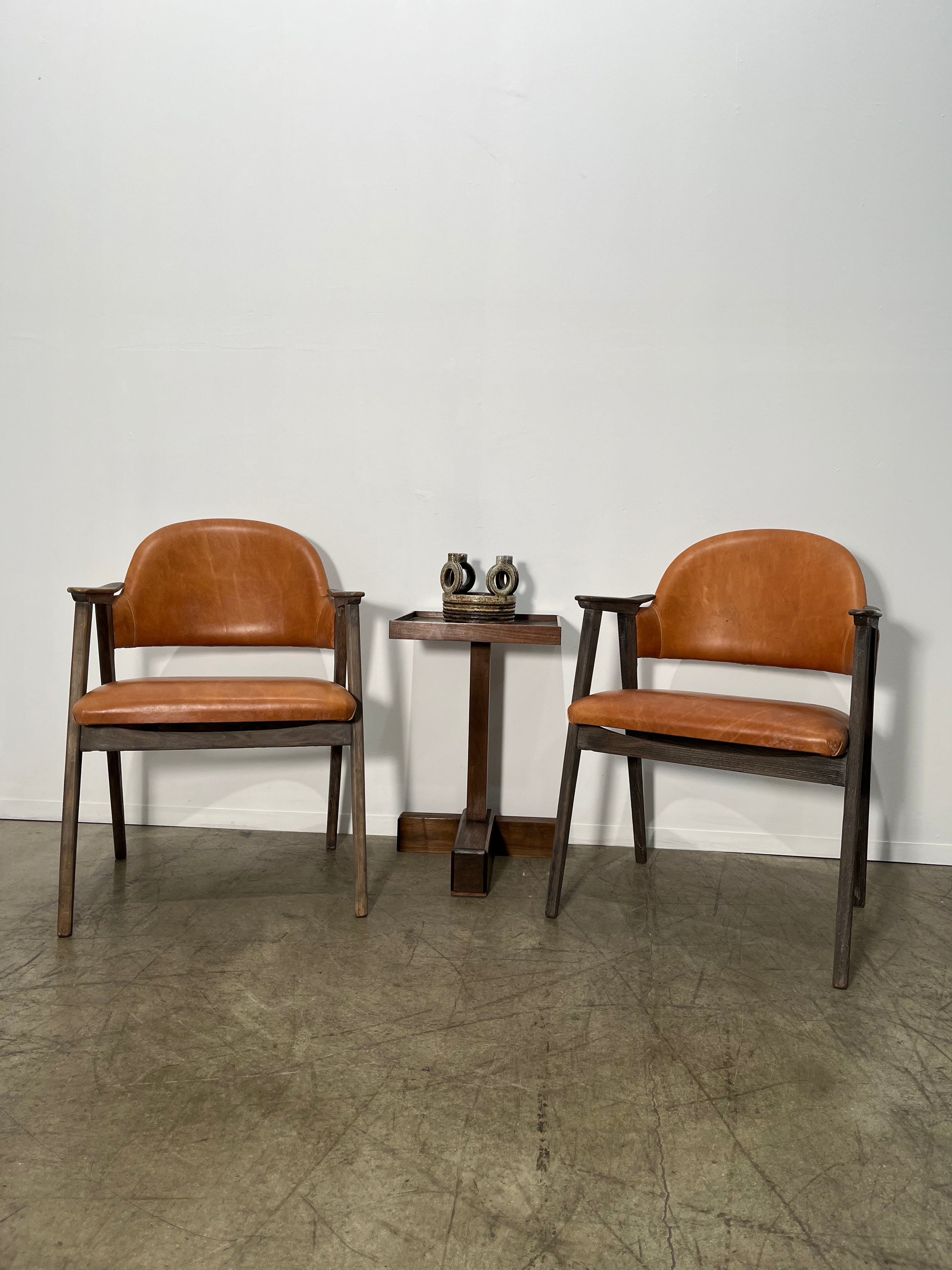 Set of (4) Vintage Danish Leather Dining Arm Chairs