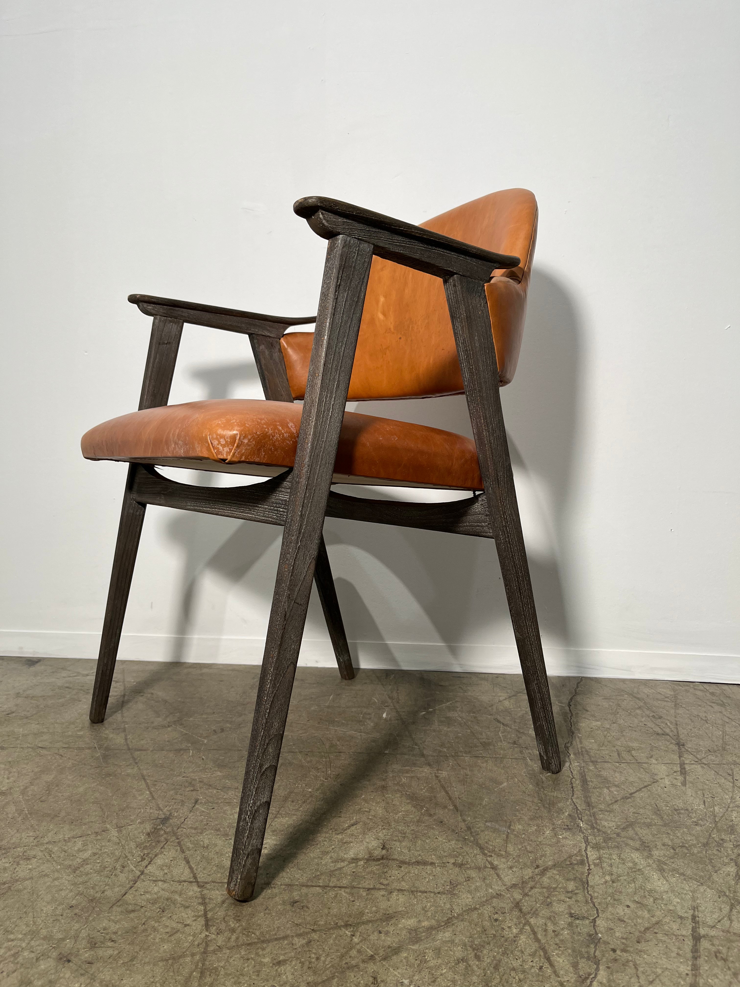 Set of (4) Vintage Danish Leather Dining Arm Chairs