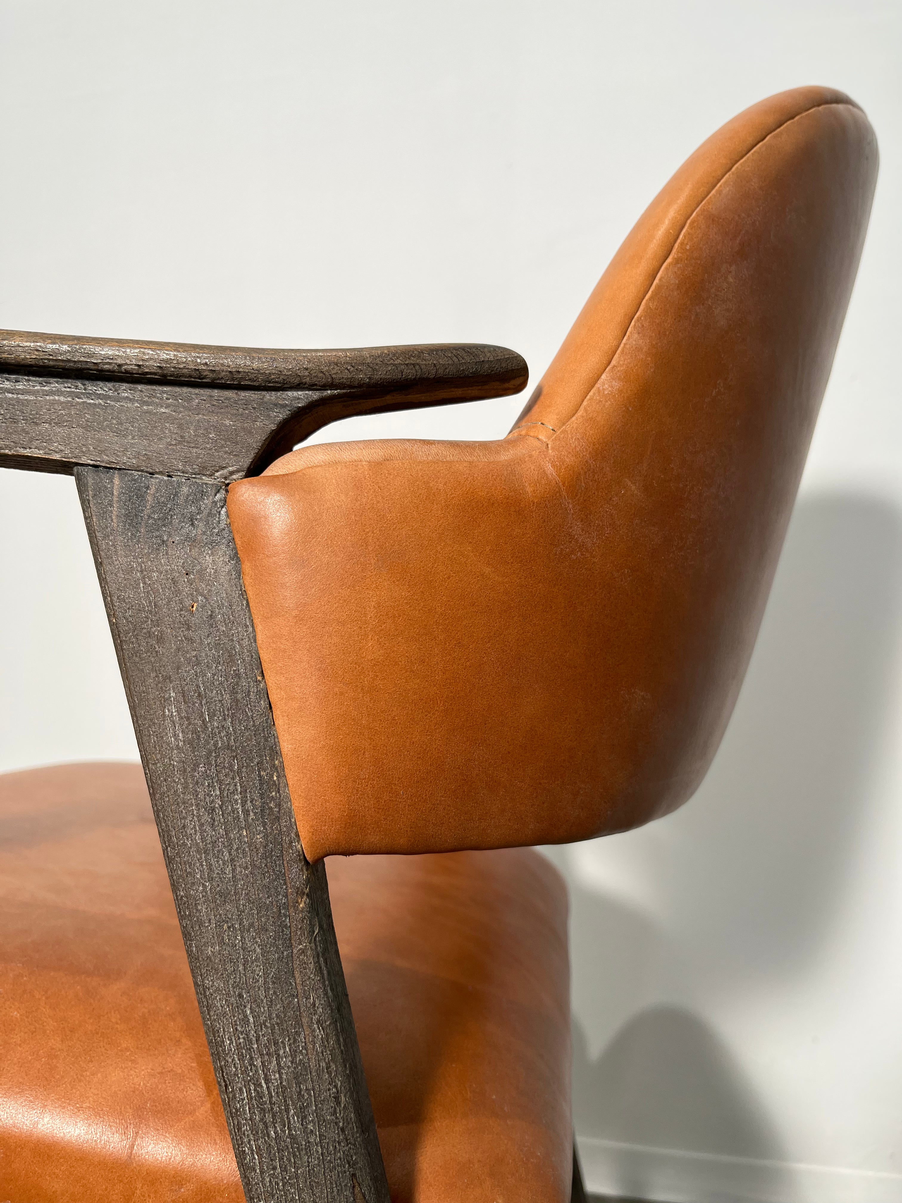 Set of (4) Vintage Danish Leather Dining Arm Chairs