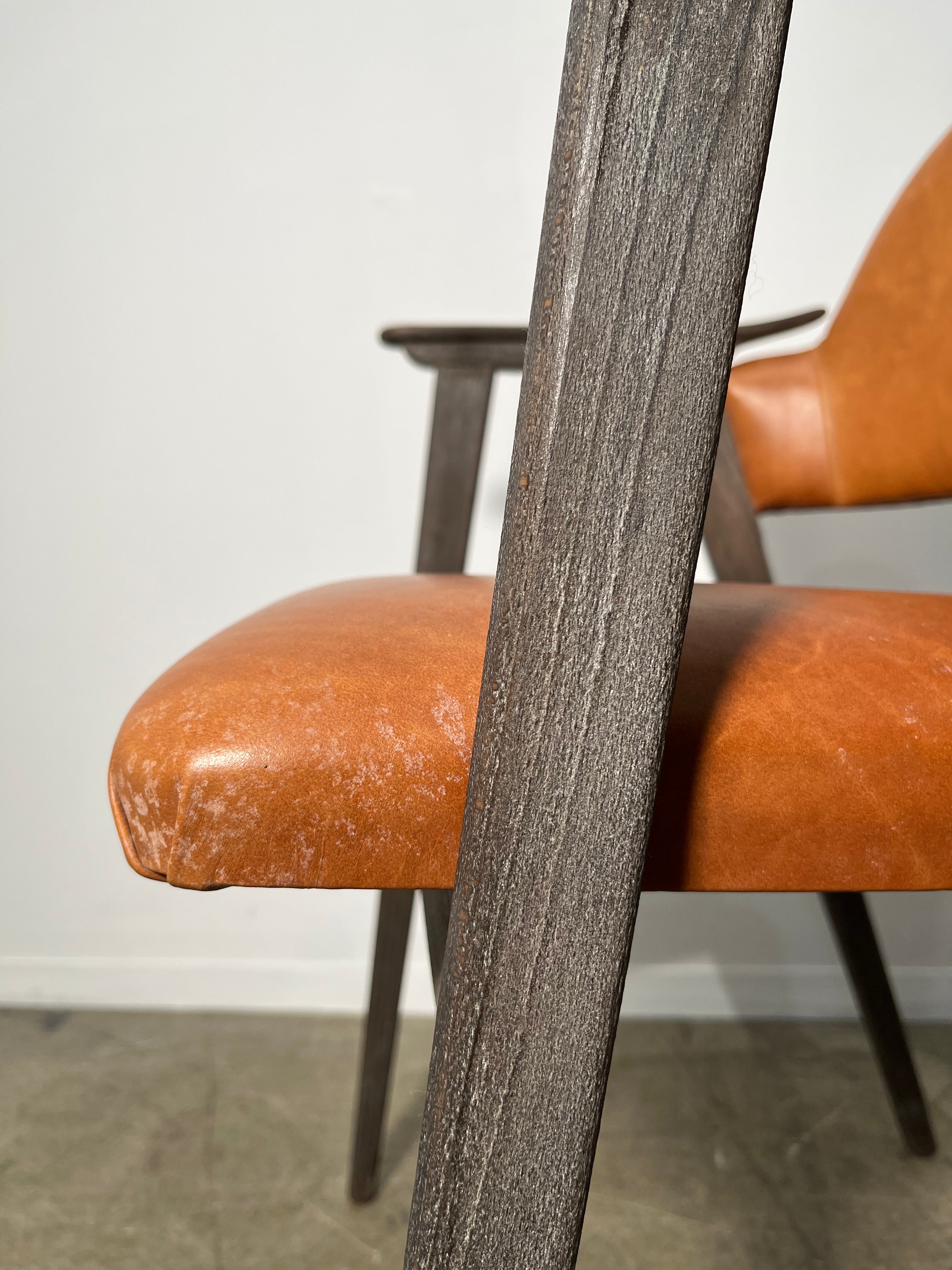 Set of (4) Vintage Danish Leather Dining Arm Chairs