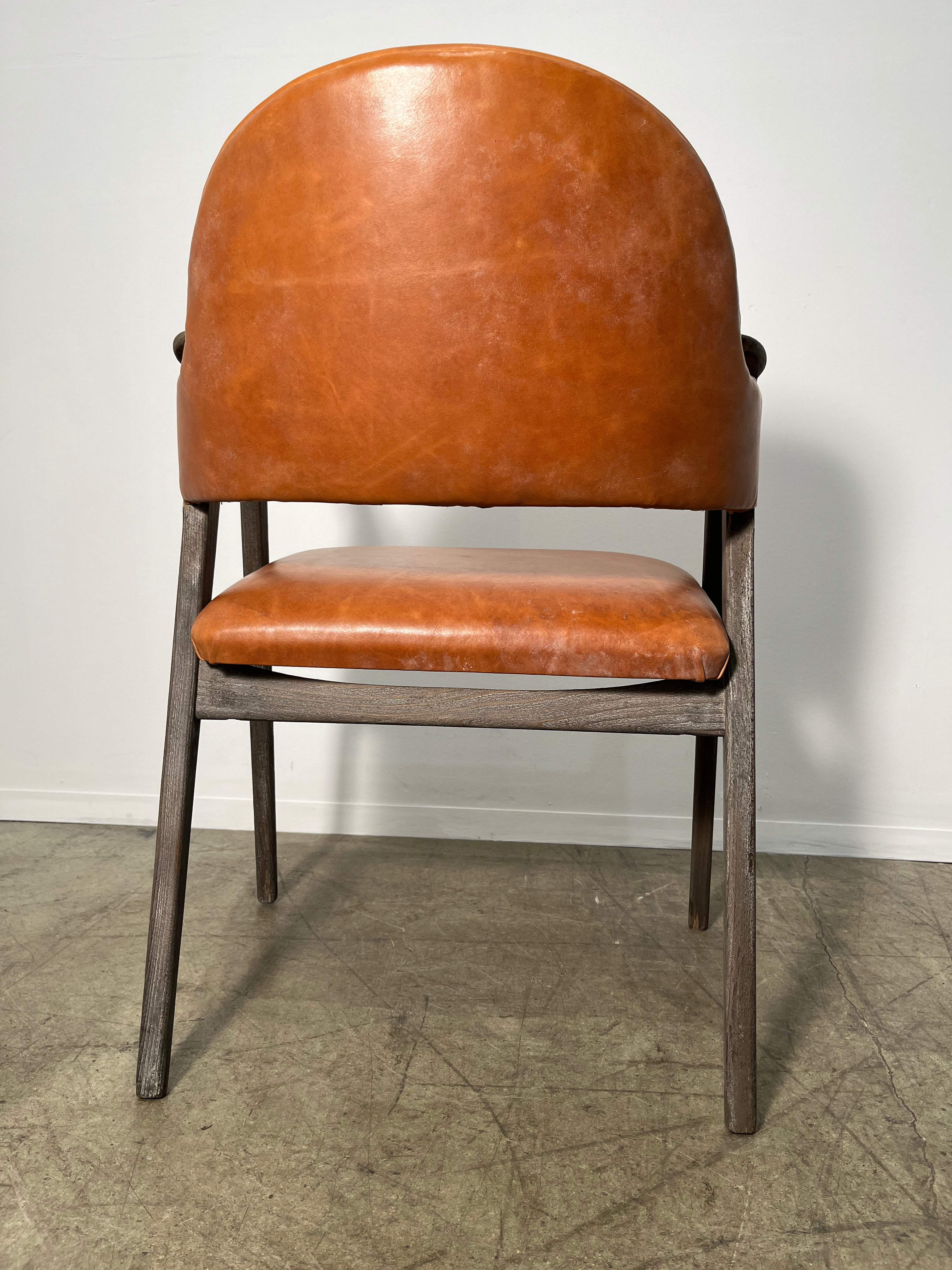 Set of (4) Vintage Danish Leather Dining Arm Chairs