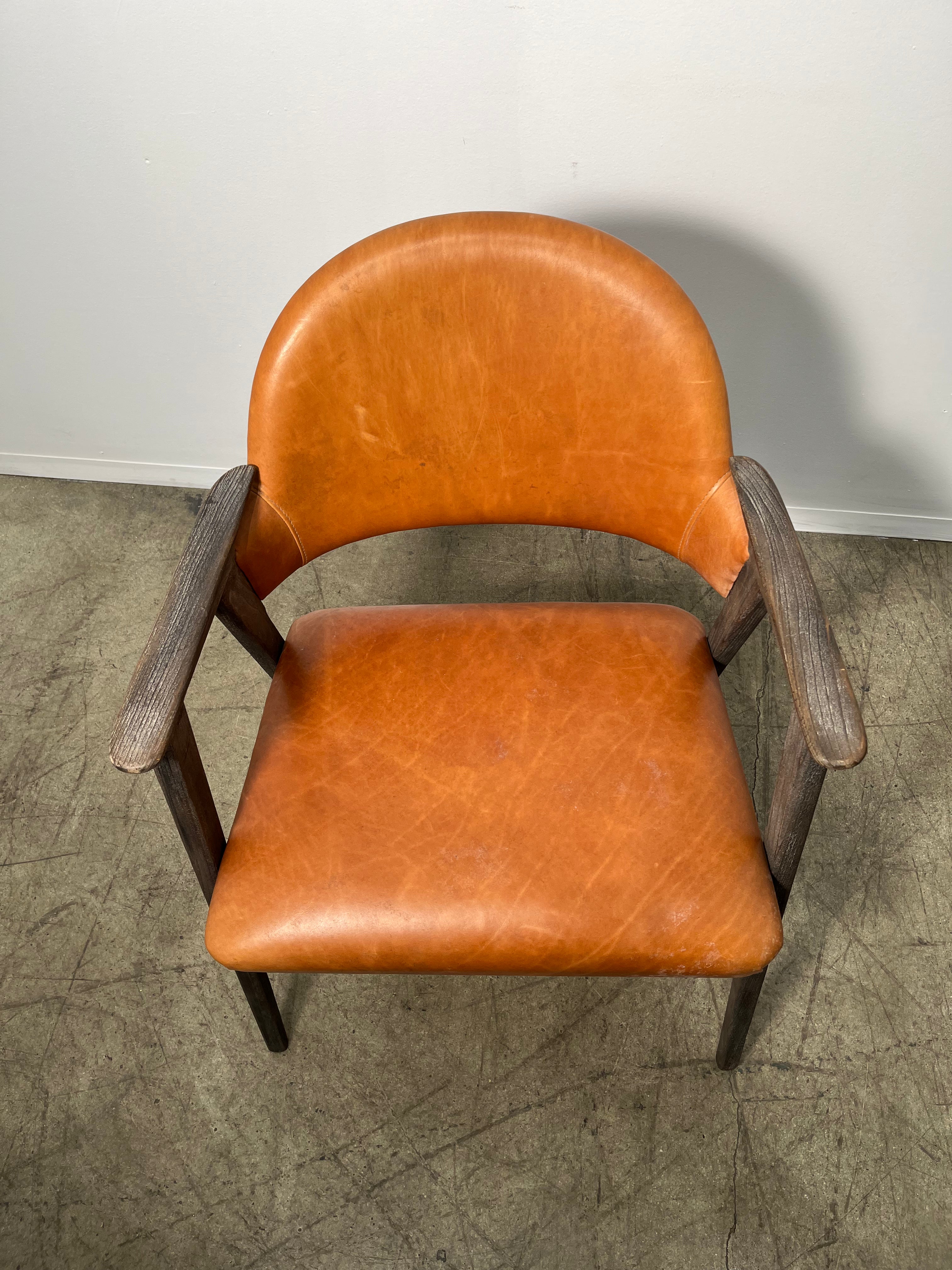 Set of (4) Vintage Danish Leather Dining Arm Chairs