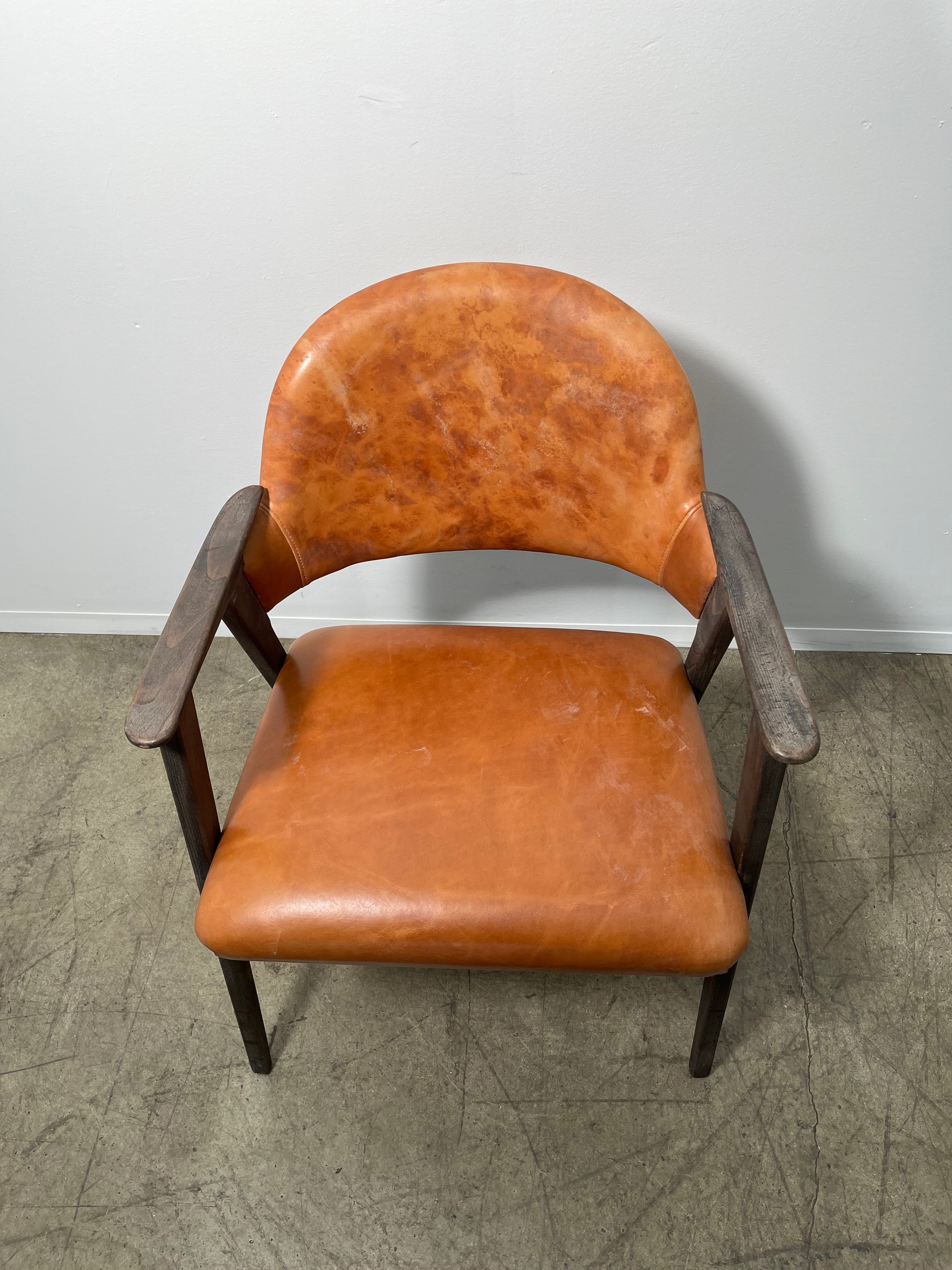 Set of (4) Vintage Danish Leather Dining Arm Chairs