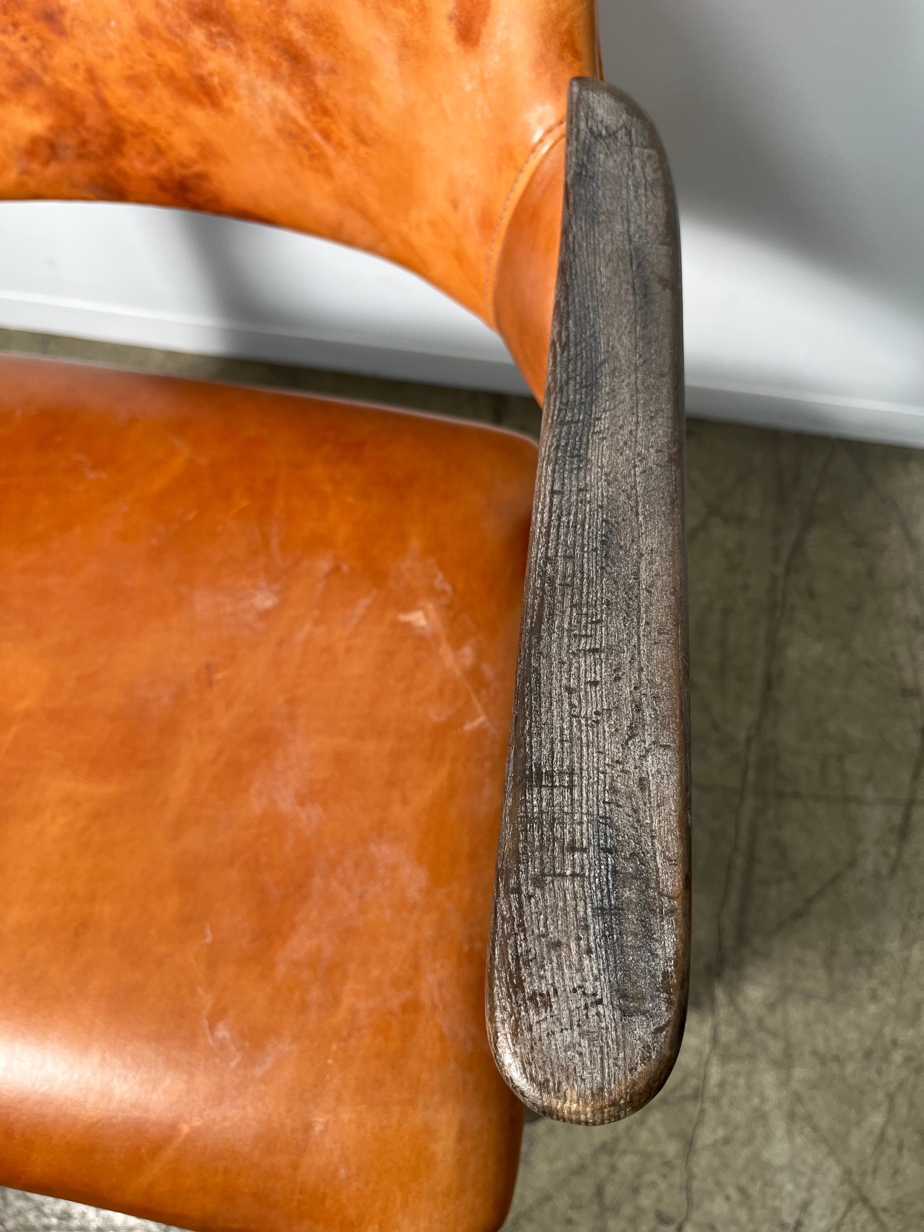 Set of (4) Vintage Danish Leather Dining Arm Chairs