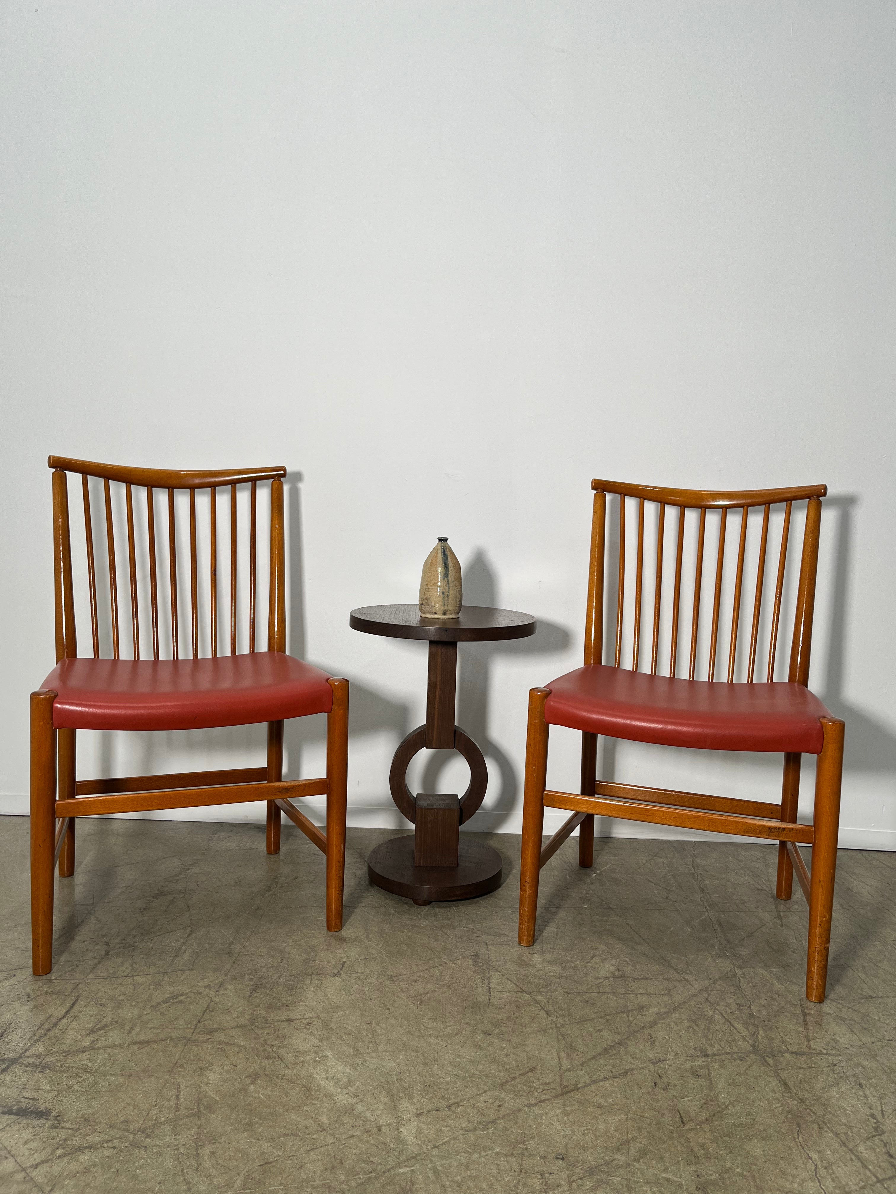 Set of (4) Vintage Danish Dining Chairs with Leather Seats